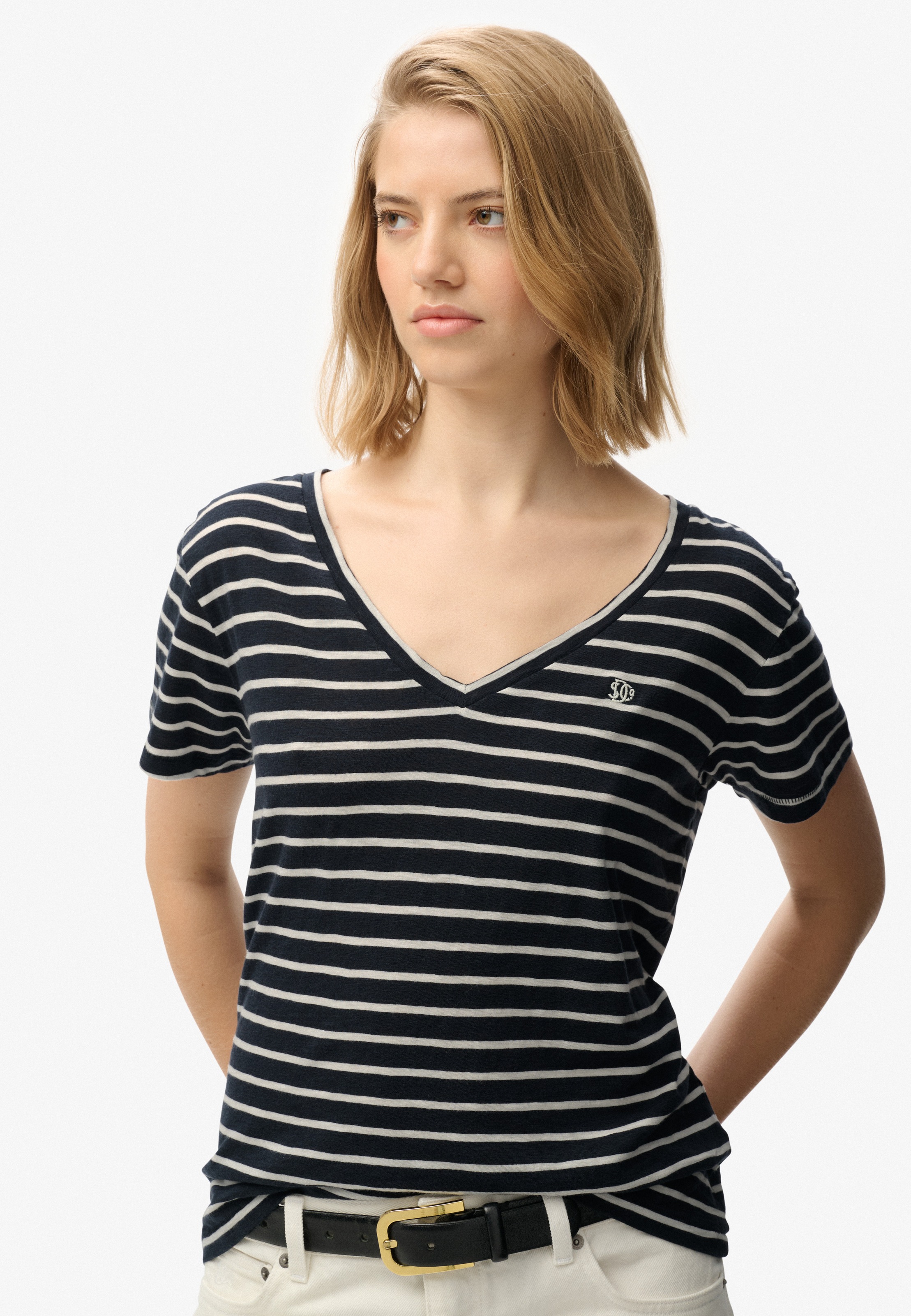 Superdry T-Shirt "STUDIOS SLUB EMB VEE TEE" günstig online kaufen