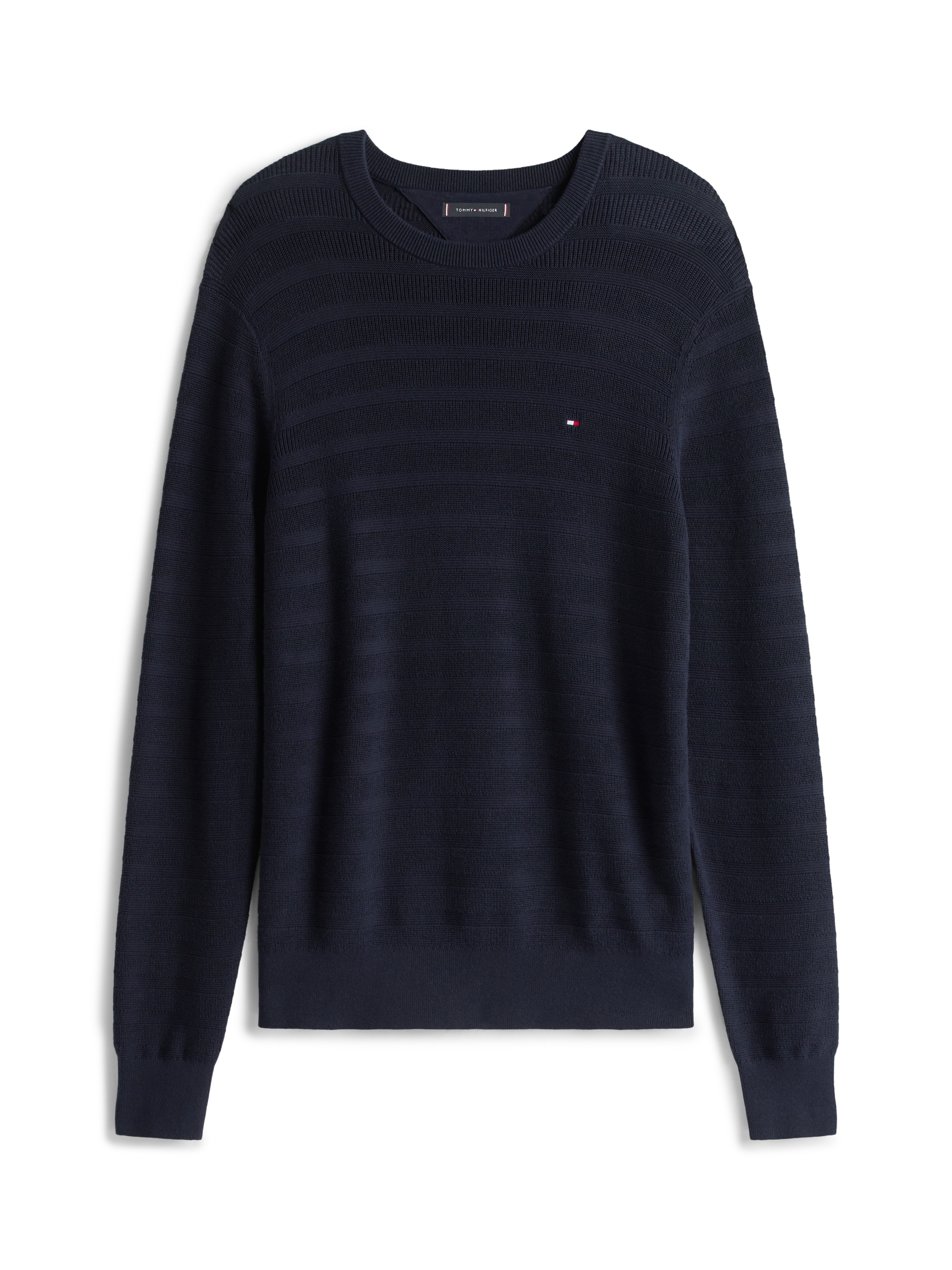 Thumbnail - Tommy Hilfiger Rundhalspullover "STRIPE STRUCTURE", regular fit, leicht überschnittene Schultern