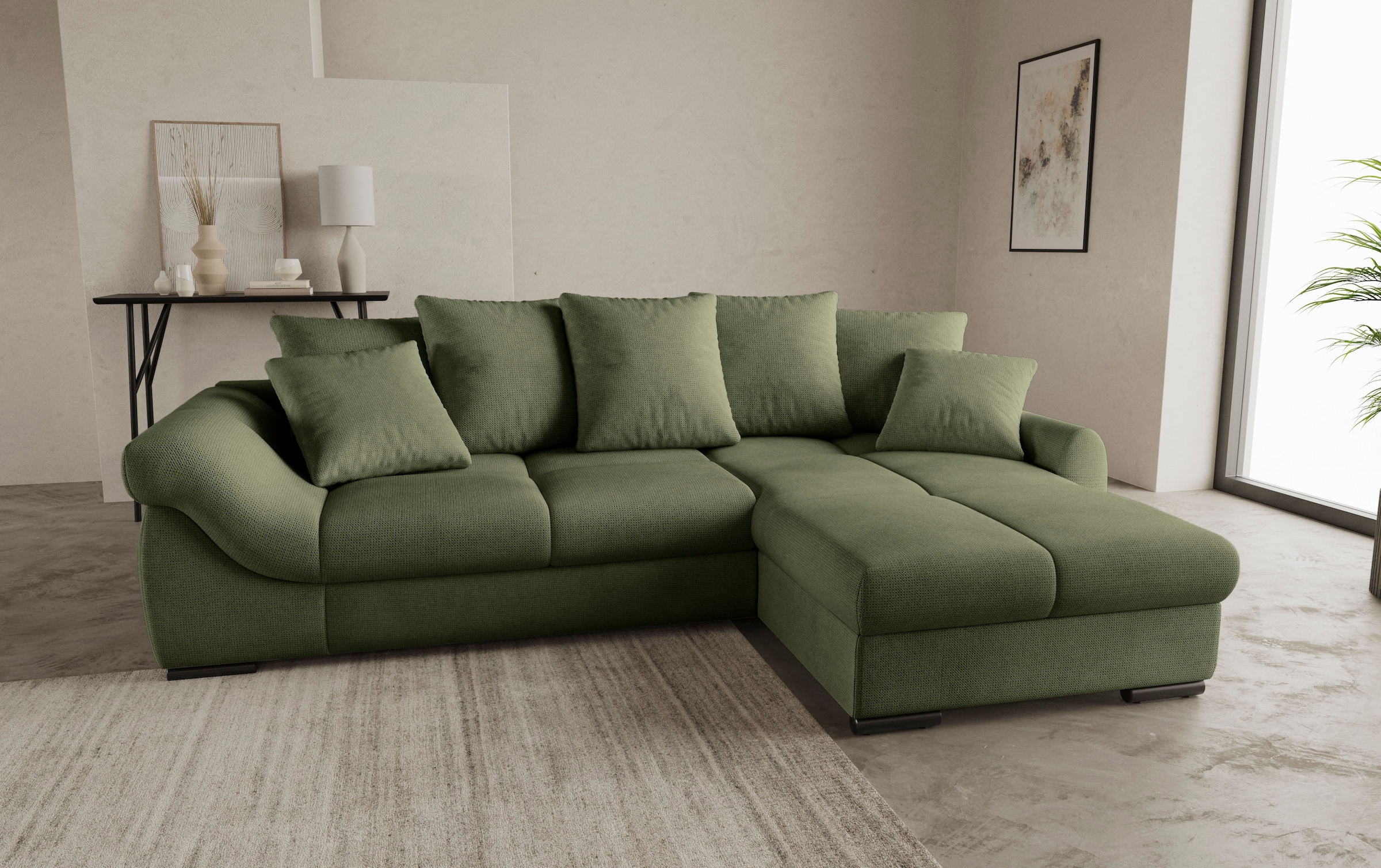 Mr. Couch Ecksofa »Livorno DuraFlex L-Form«, inkl. Hochschläfer-Bettauszug, XL-Bettkasten weiß beschichtet