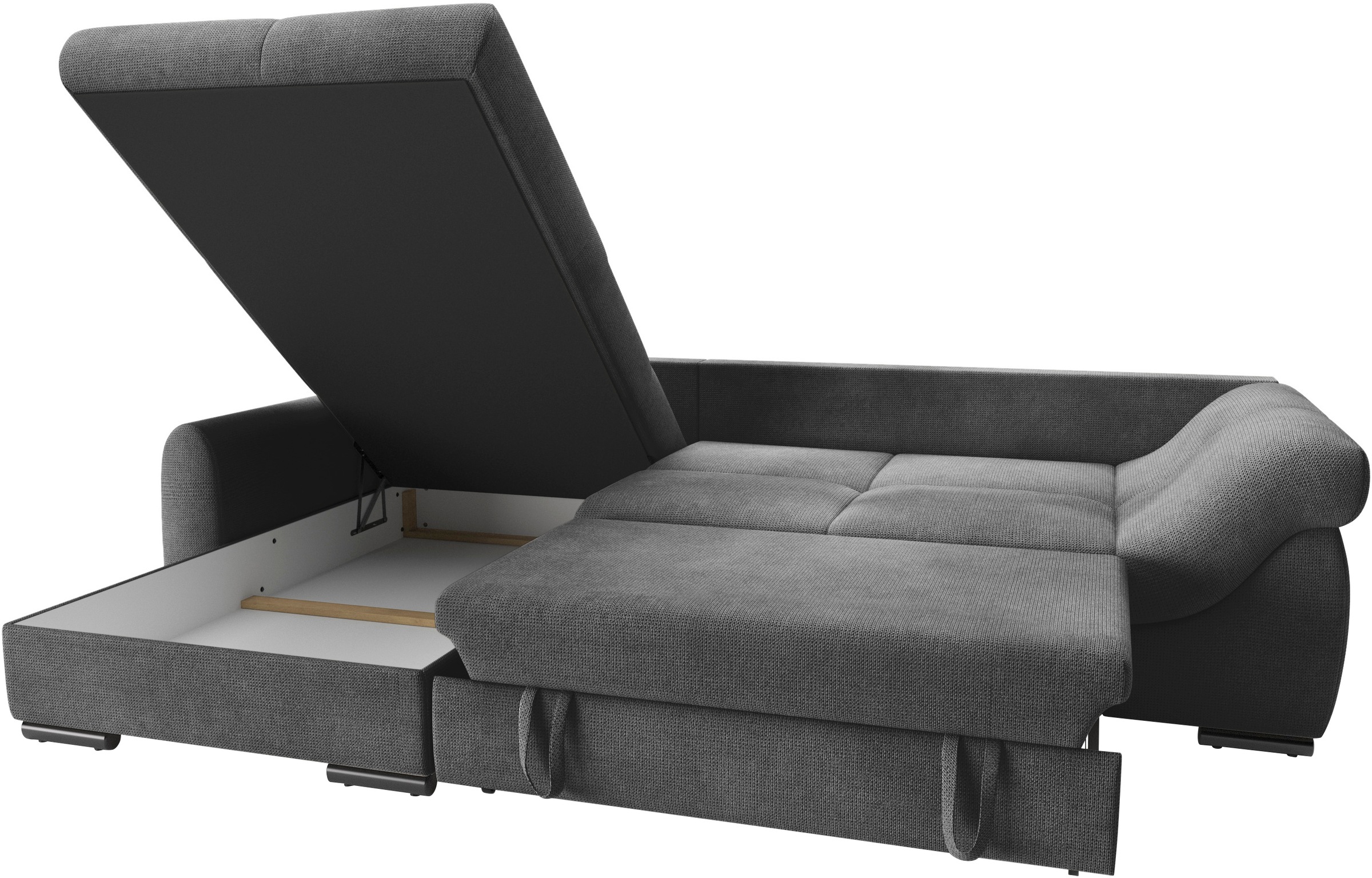 Mr. Couch Ecksofa »Livorno L-Form«, inkl. Hochschläfer-Bettauszug, XL-Bettkasten weiß beschichtet