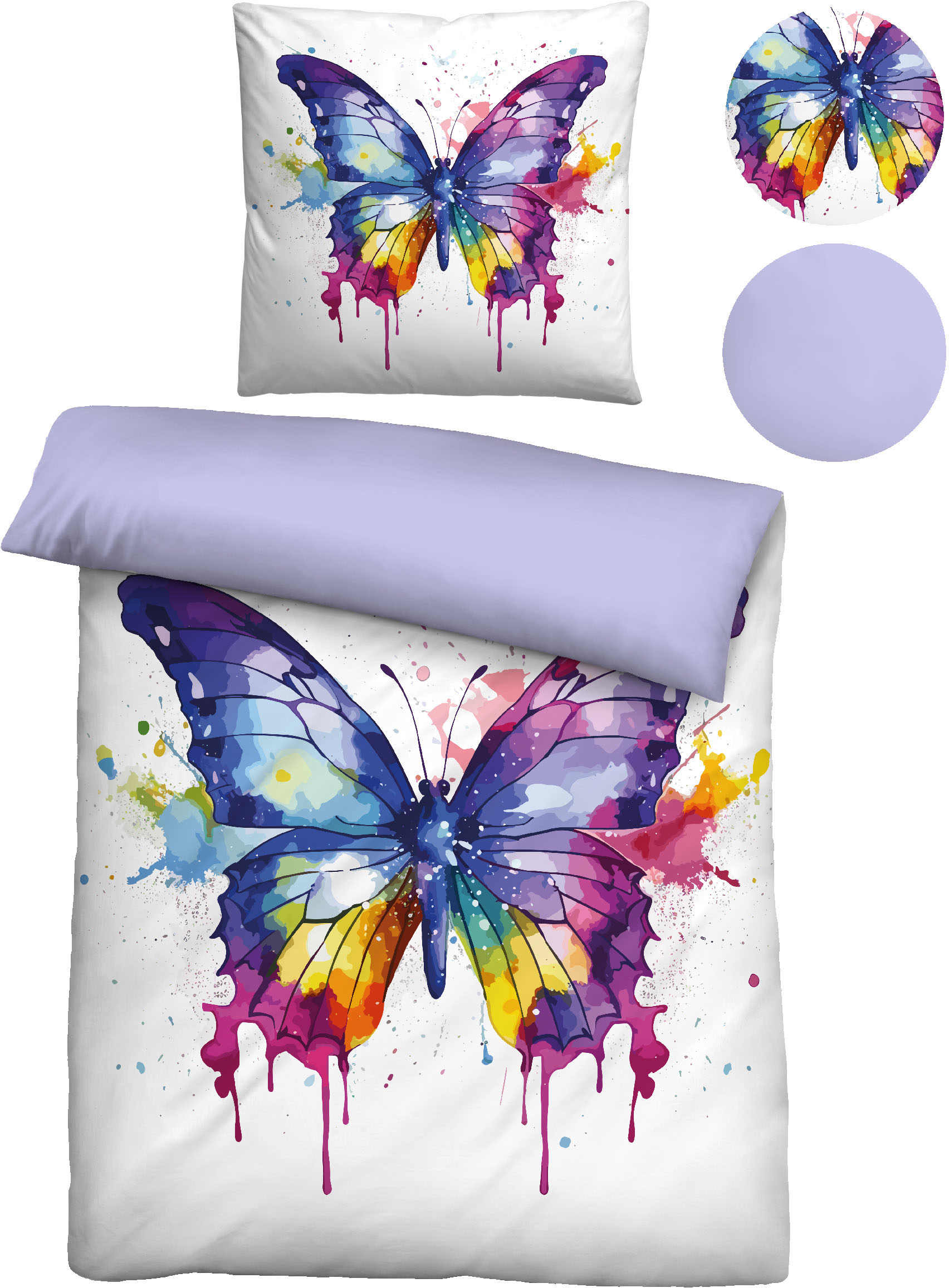 Biberna Wendebettwäsche "Karlo mit Schmetterling" 2 Stk. hautfreundlich, kühlend, mit Reißverschluss, ganzjährig einsetzbar
