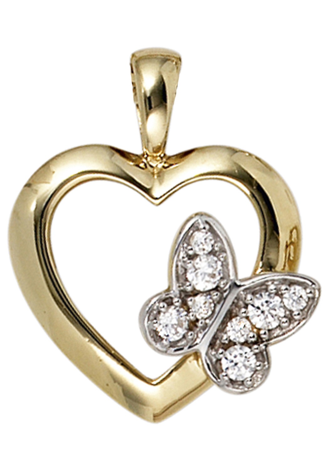 JOBO Herzanhänger »Anhänger Schmetterling« 333 Gold mit Zirkonia