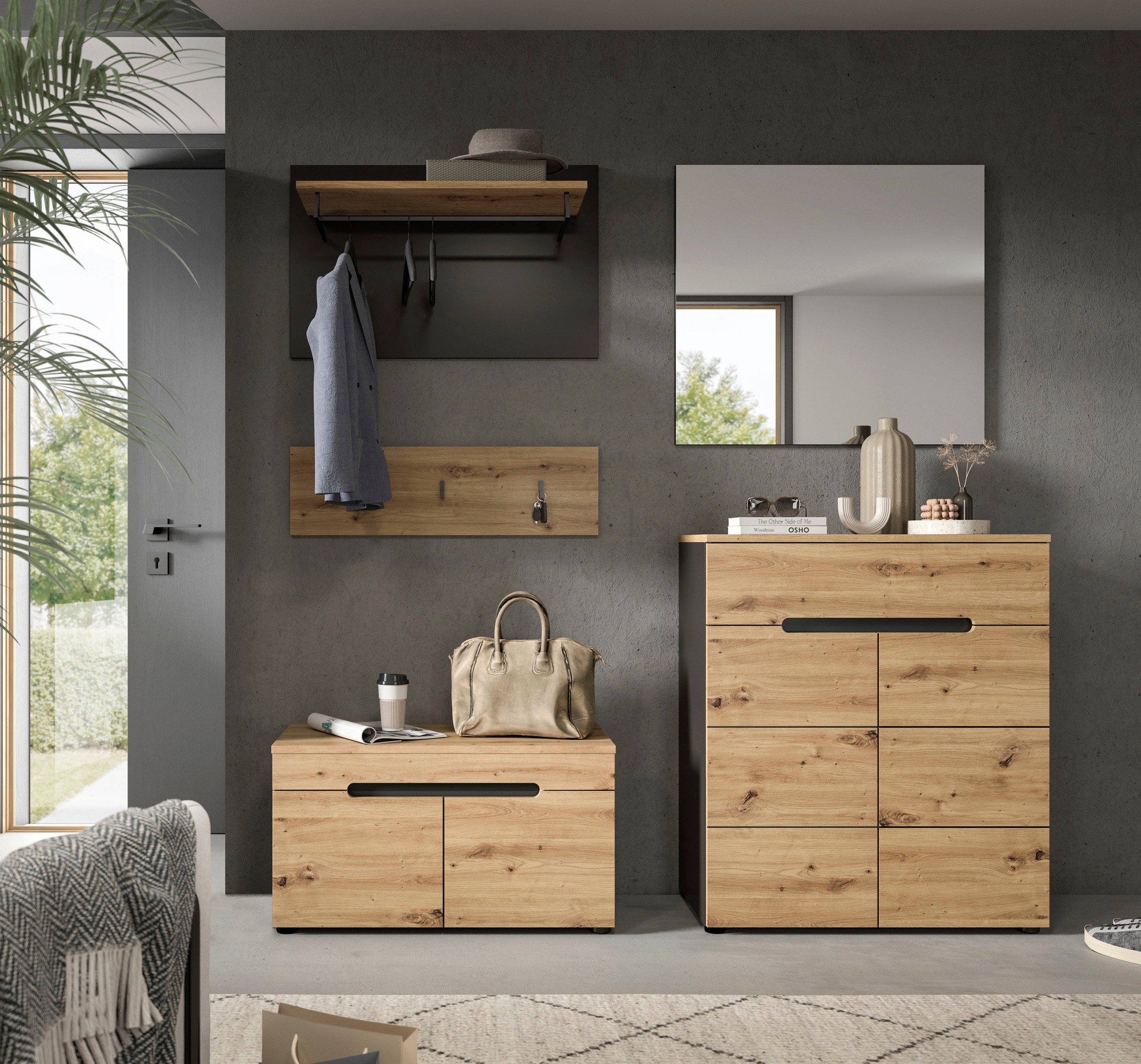 INOSIGN Garderoben-Set »REHAT, TOPSELLER!, 5-teilig, Breite 175cm, individuell stellbar«, (4 St.), Garderobenkombination, Kombination, Diele, Garderobe, Garderobenmöbel