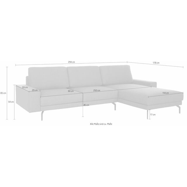 hülsta sofa Ecksofa »hs.450«, Armlehne breit und niedrig, Alugussfüße in  umbragrau, Breite 294 cm kaufen | BAUR