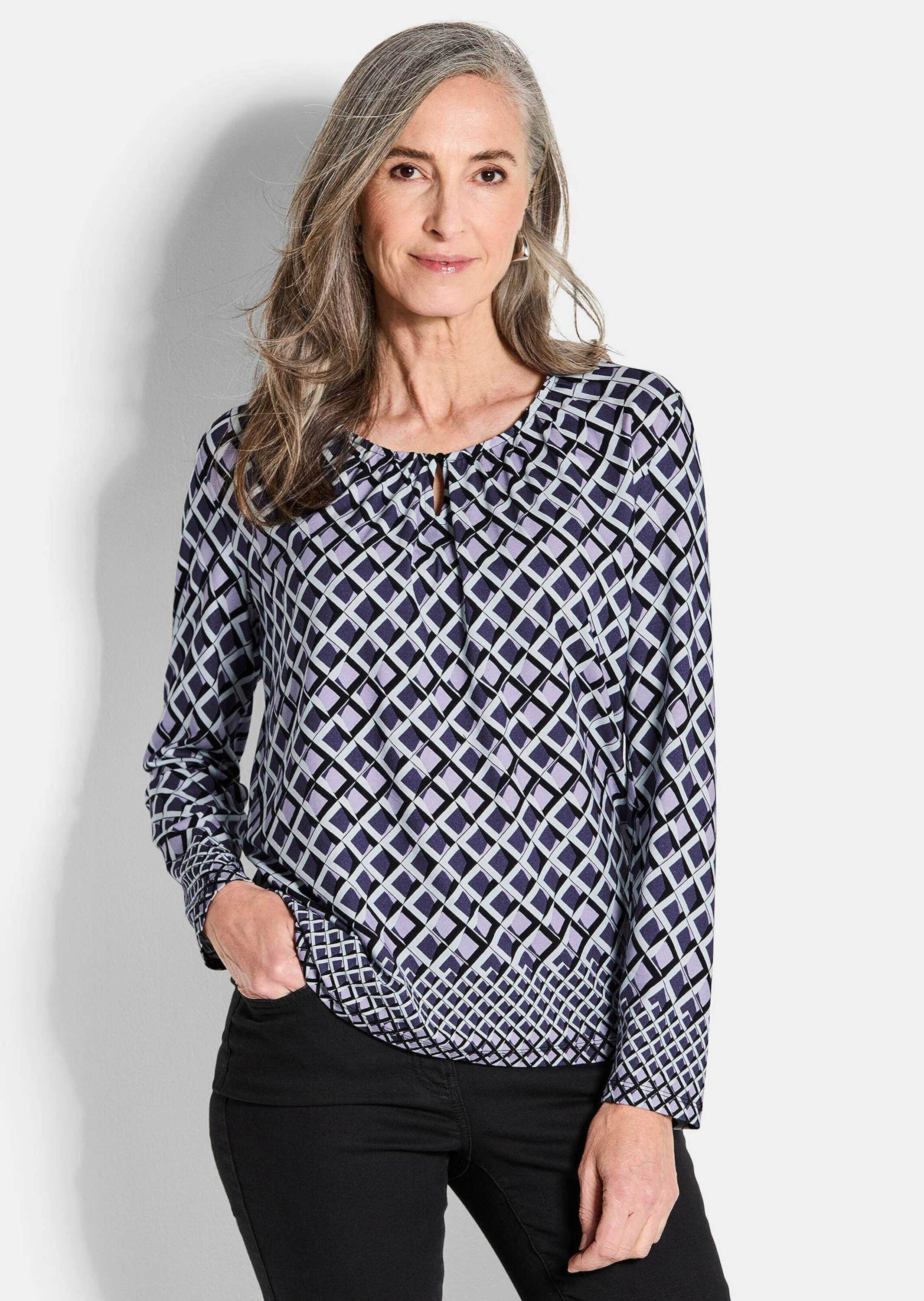 GOLDNER Print-Shirt »Kurzgröße Jersey-Shirt mit grafischem Print«