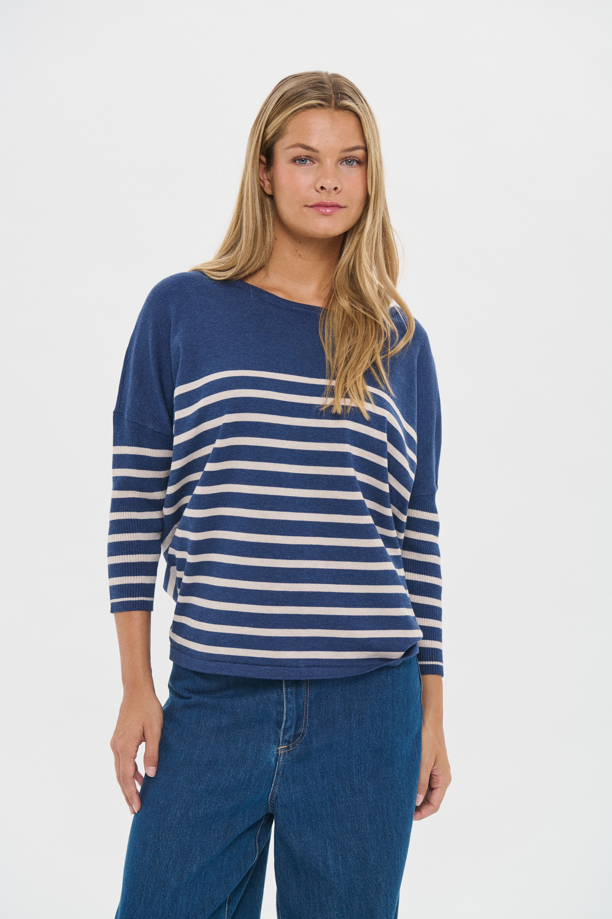 Saint Tropez Strickpullover "MilaSZ R-neck Stripe" Oversize Fit, Feinstrick günstig online kaufen
