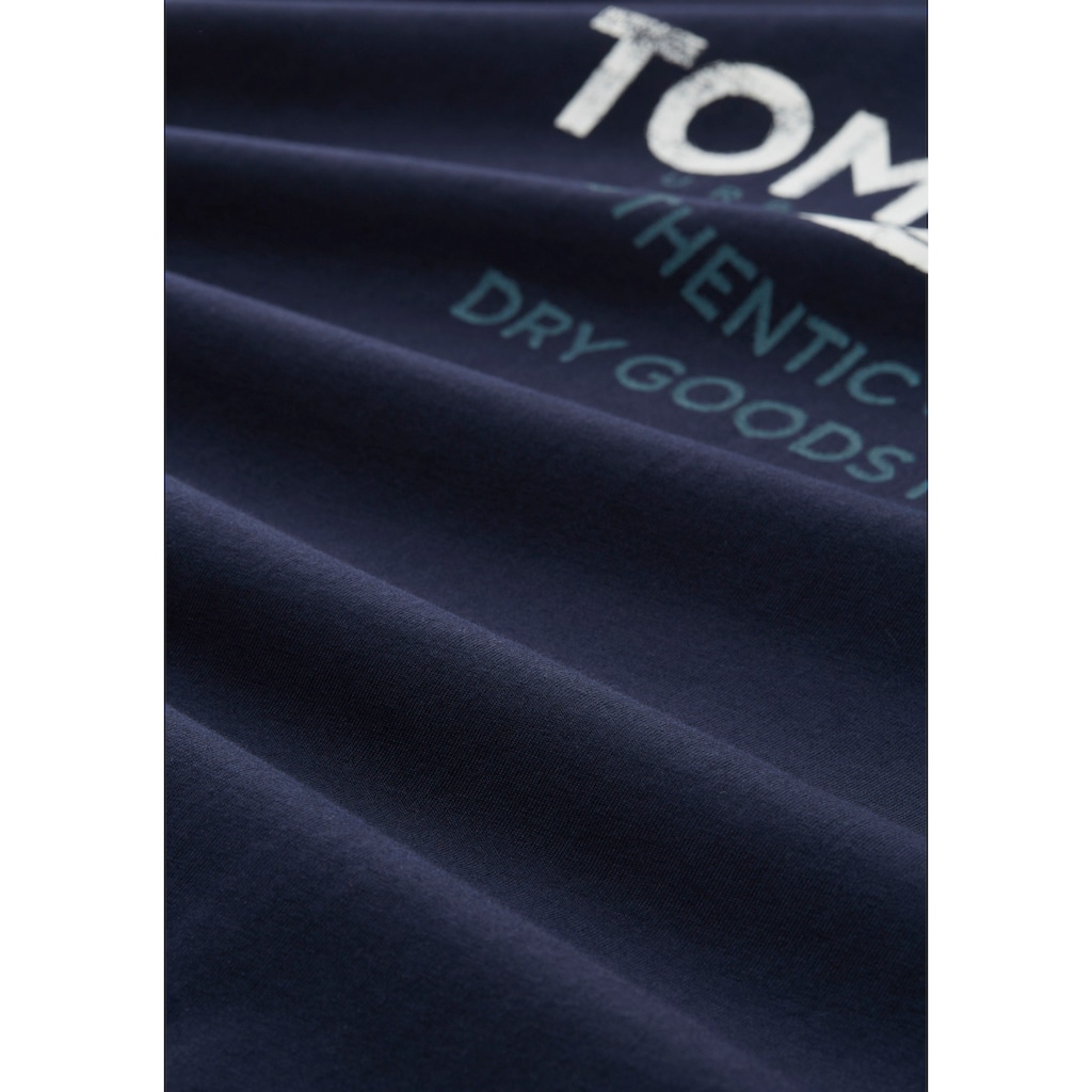 TOM TAILOR T-Shirt, (Packung, 2 tlg.), 1x mit großem Print 1x mit kleinem Logo auf der Brust