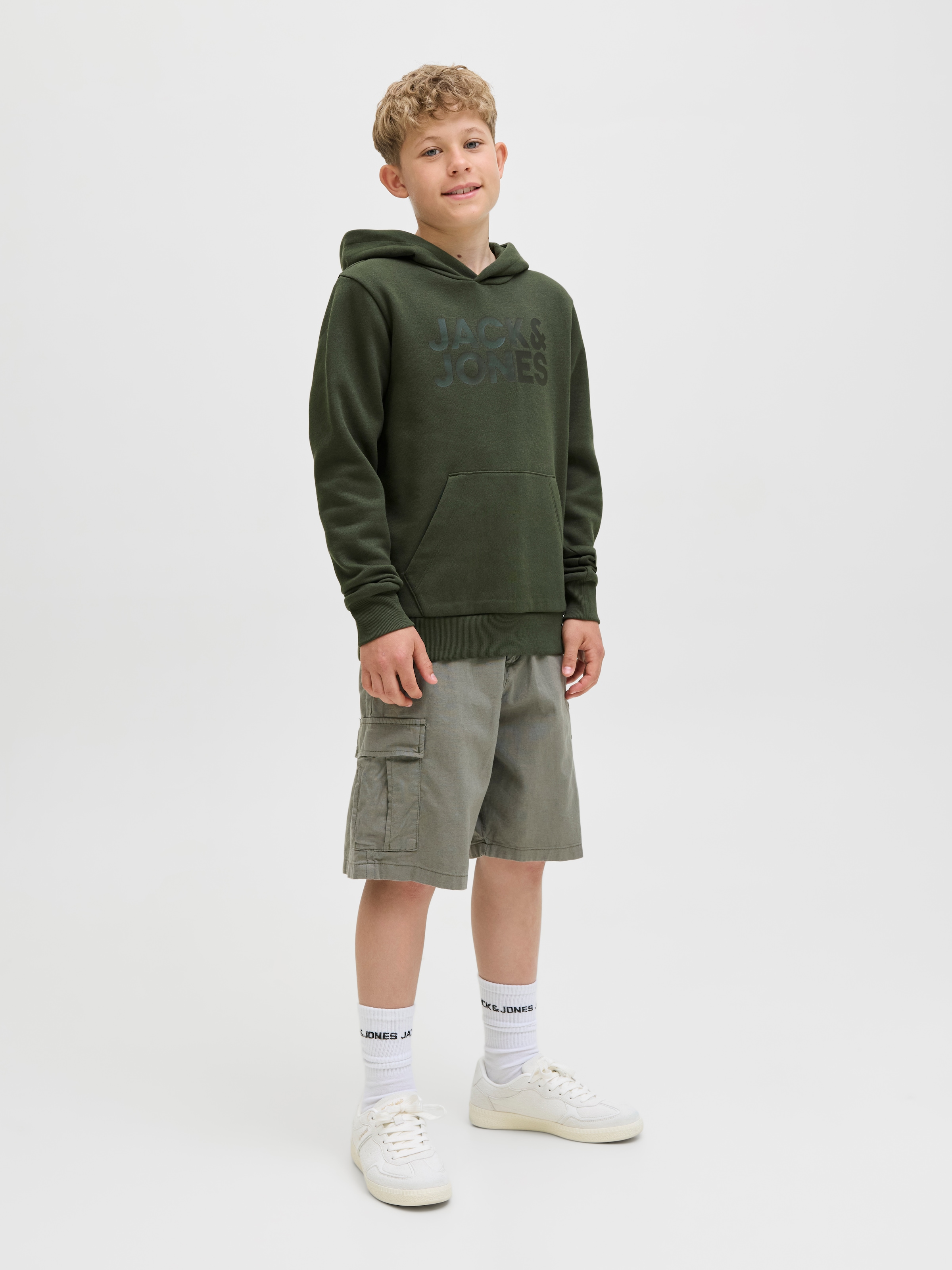 Jack & Jones Junior Kapuzensweatshirt »JJECORP mit Druck, Kängurutasche, pflegeleicht«, Baumwollmischung, regular fit
