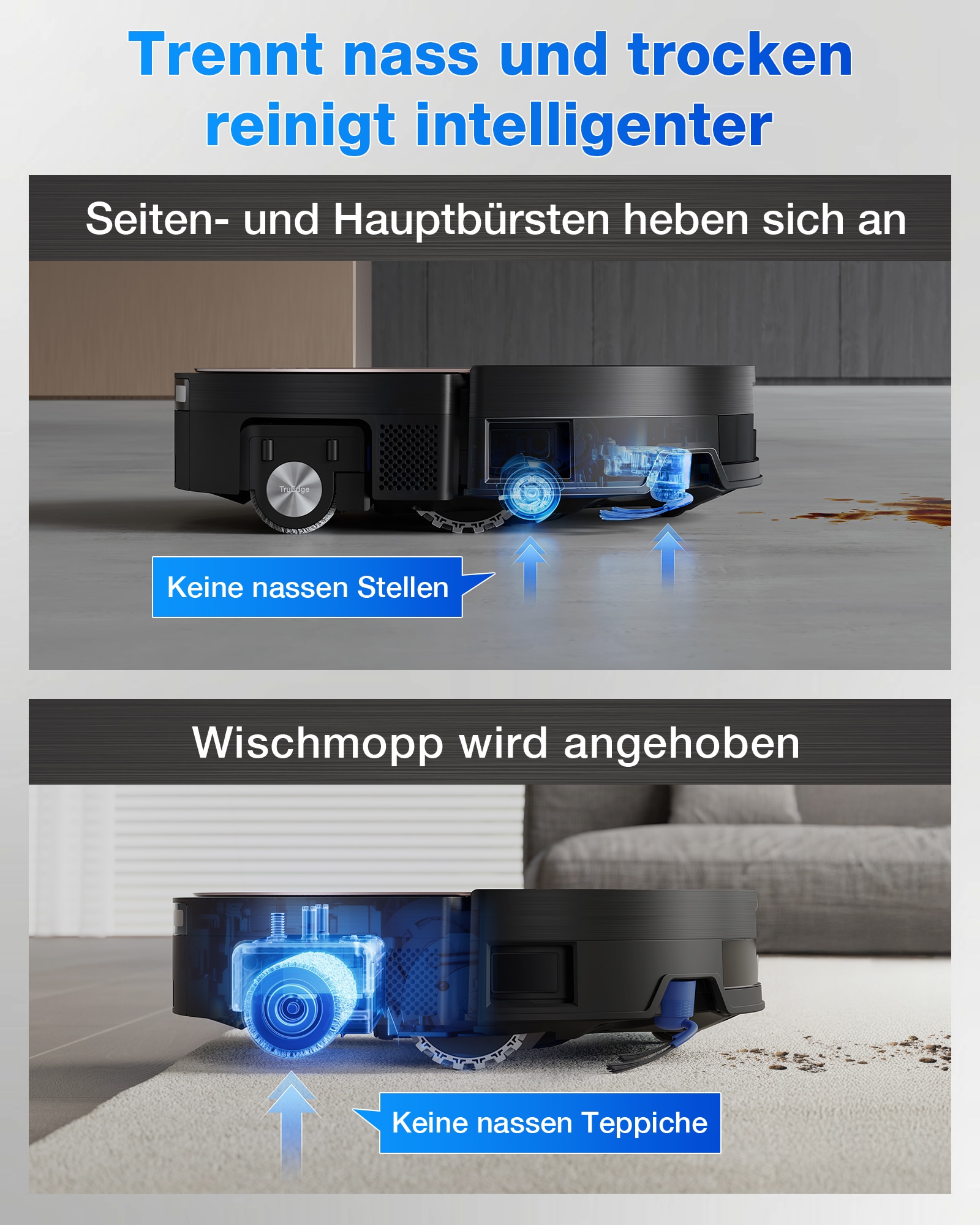 ECOVACS Saugroboter »mit Wischfunktion DEEBOT X11 OmniCyclone, 19.500 Pa, 18 l/s Luftstrom«, Schnellladefunktion, Wischrolle, beutellos