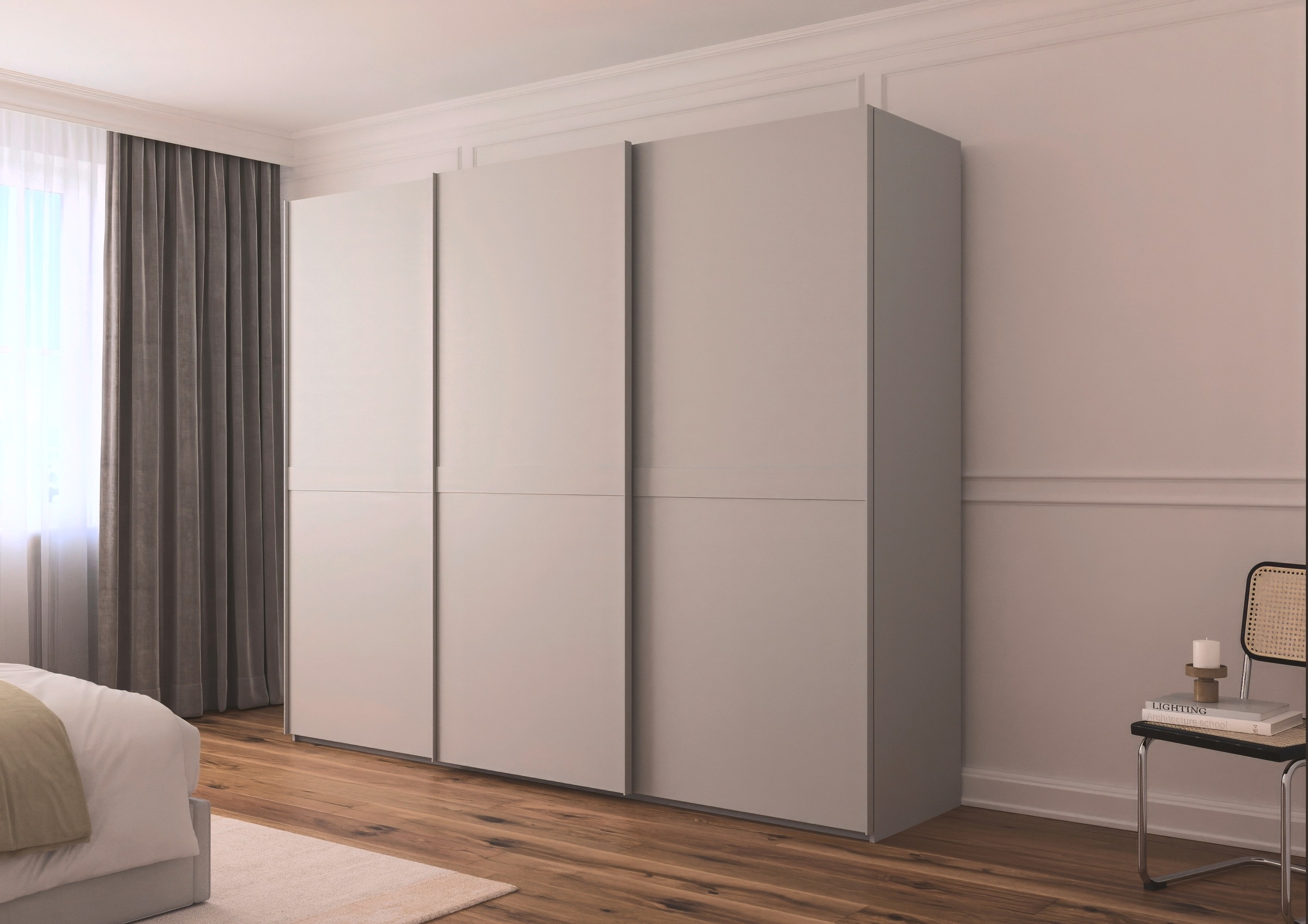 rauch Schwebetürenschrank »Kleiderschrank Schrank Garderobe Schlafzimmerschrank SCALE-LINE«, edle Optik mit Bauchbinde in Korpusfarbe Dekorfront MADE IN GERMANY