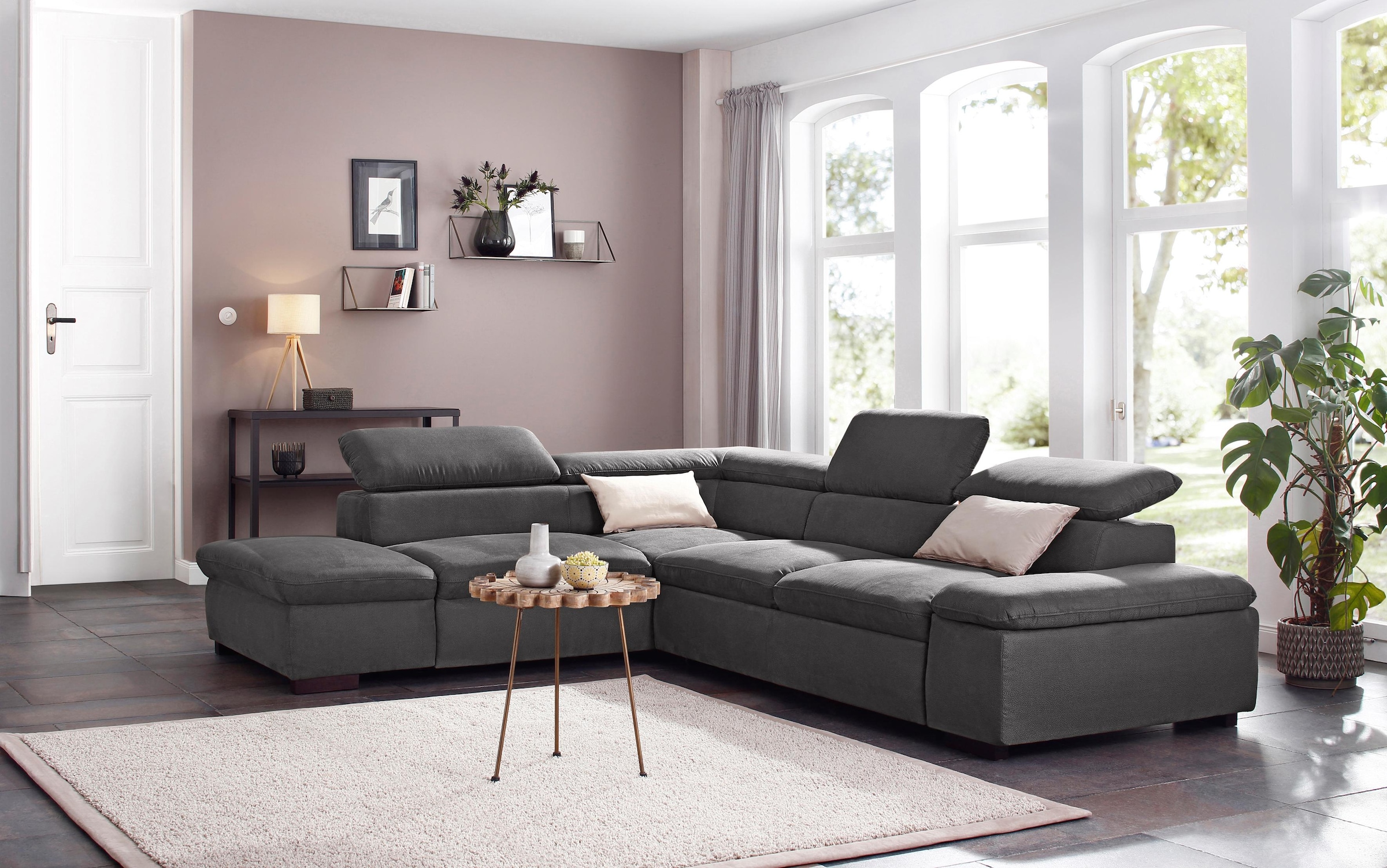 Home affaire Ecksofa "Alberto L-Form" mit Kopfteilverstellung, wahlweise mi günstig online kaufen