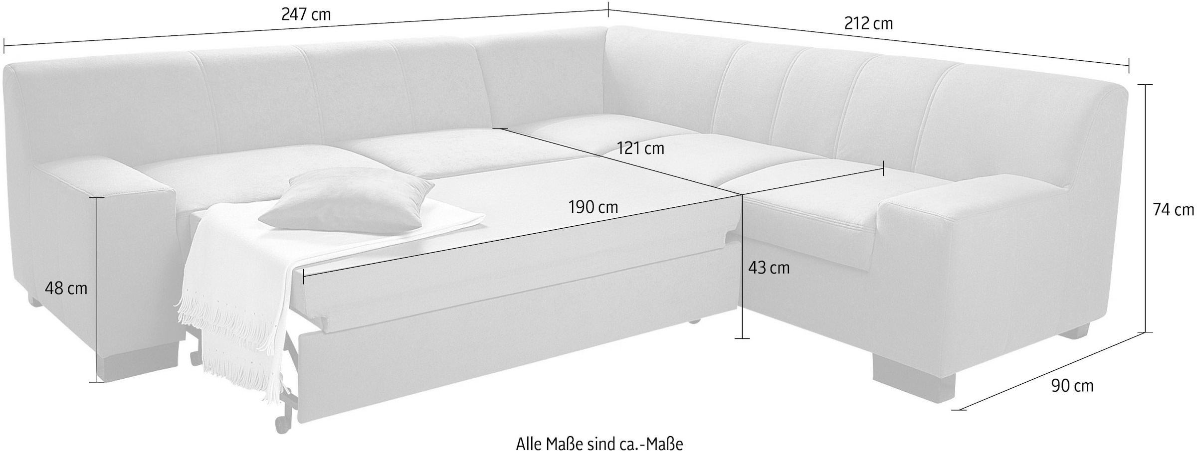 DOMO collection Ecksofa »Norma, moderne Armlehnen, zeitlos und elegant, L-Form«, wahlweise mit Bettfunktion
