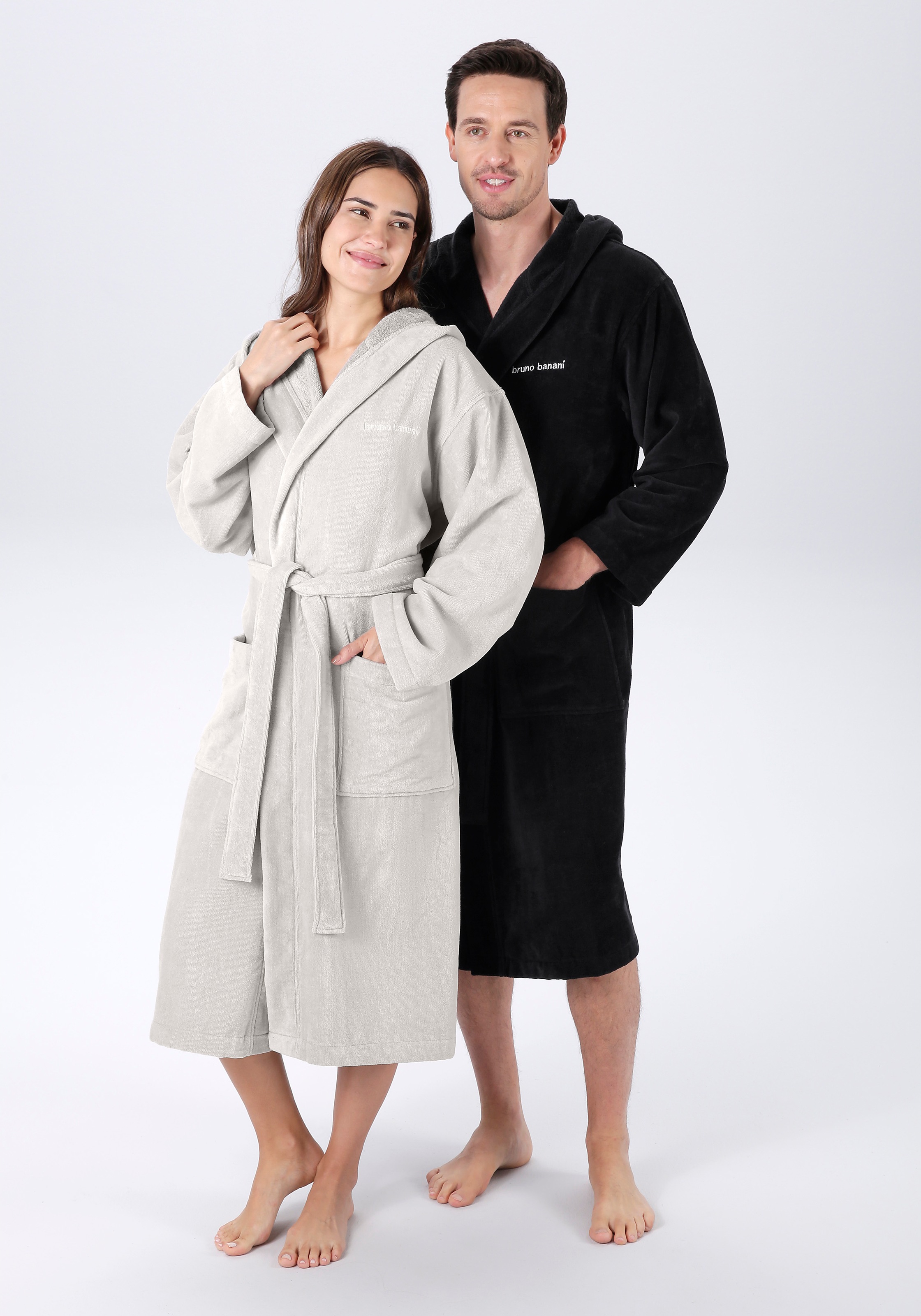 Bruno Banani Unisex-Bademantel »Daniel, ideal für Sauna & Spa, Hotelbademantel, Morgenmantel«, (1 St.), Damen & Herren Bademantel, lang, mit Taschen, S-5XL