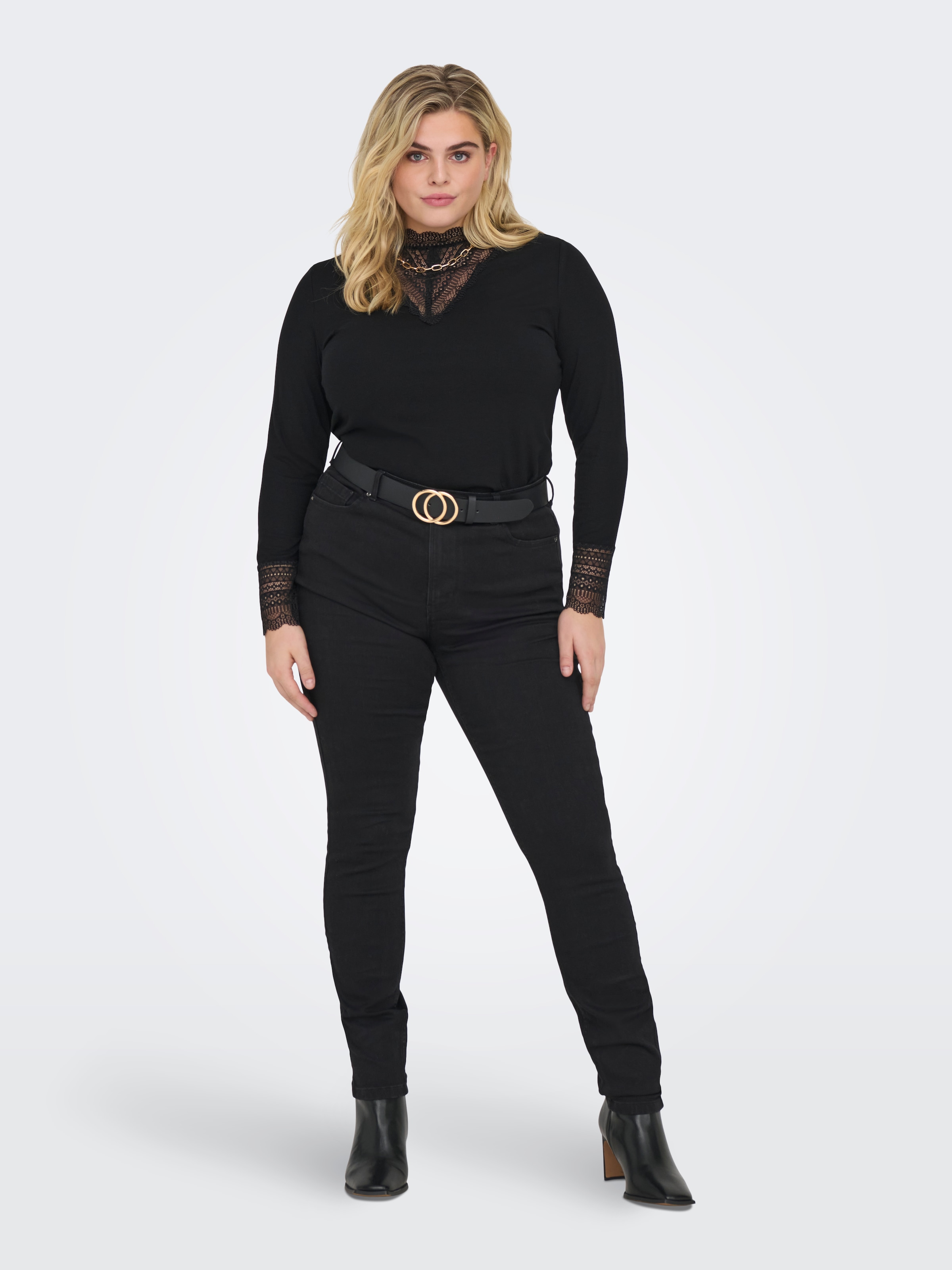 ONLY CARMAKOMA Langarmshirt »CARTILDE RIB LACE L/S TOP JRS NOOS«