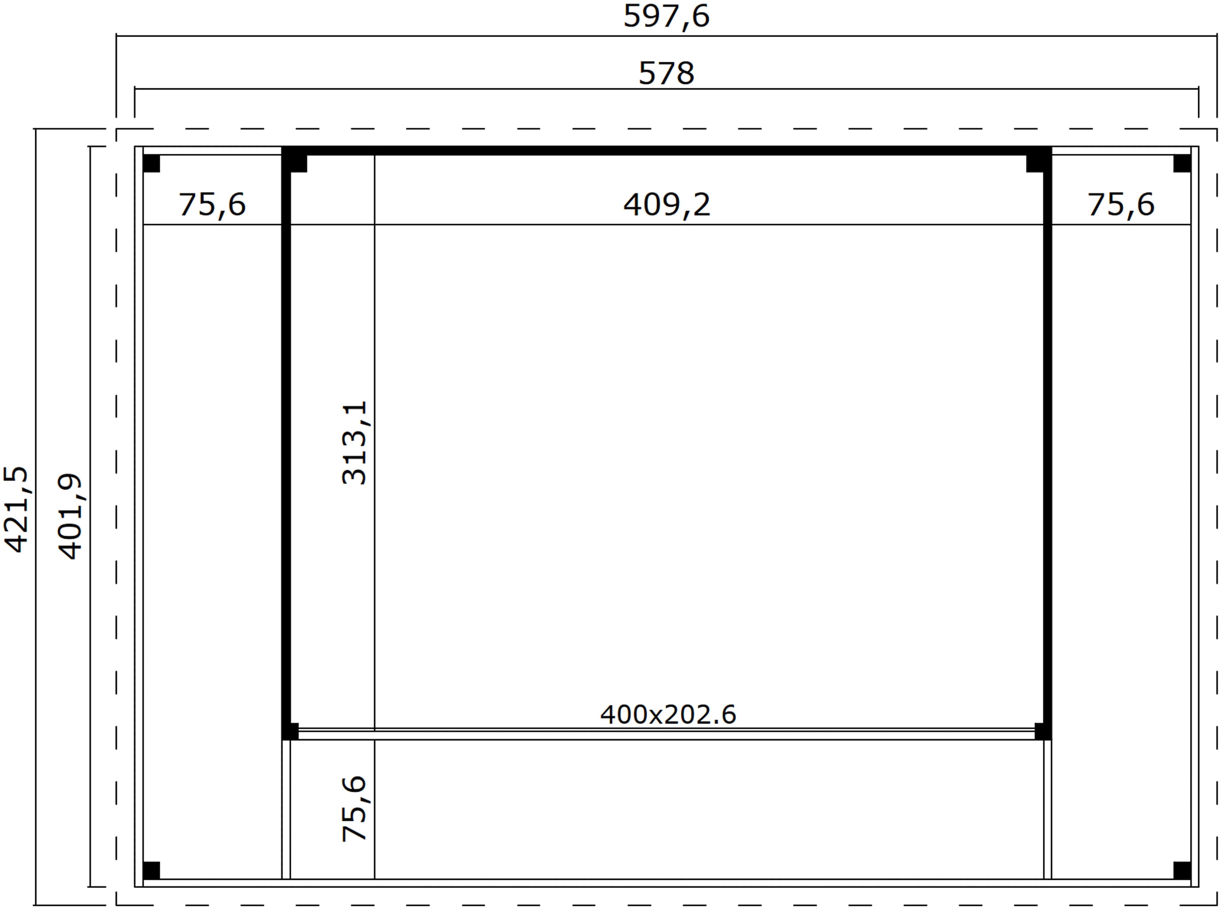 LASITA MAJA Gartenhaus »DOMEO 4 LOGGIA LICHTGRAU/ANTHRAZIT - NEU«, (Set), mit Überdachung, Fundamentmass 800+4180+800 x 800+3219, Lichtgrau