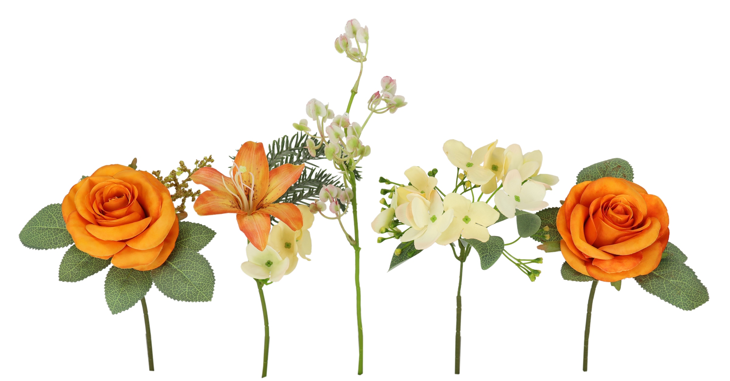 I.GE.A. Kunstblume »Kunstblumen-Strauß Rosen Lilien Hortensie«, Blumenstrauß Bouquet Blume Grabschmuck Aufleger Grabdeko
