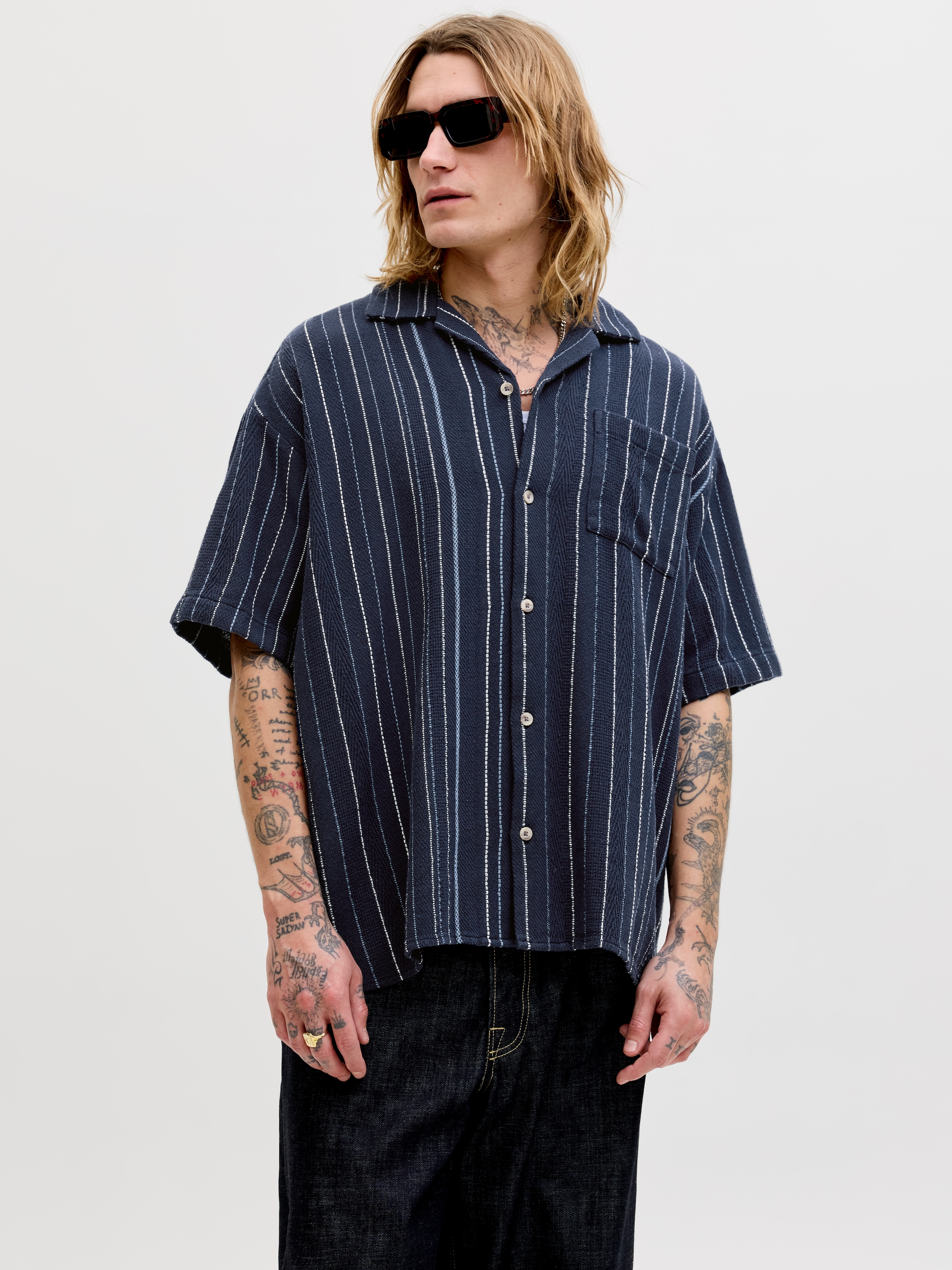 Jack & Jones Kurzarmhemd "JJEBRADLEY STRIPED RESORT SHIRT SS LN" Baumwolle, günstig online kaufen