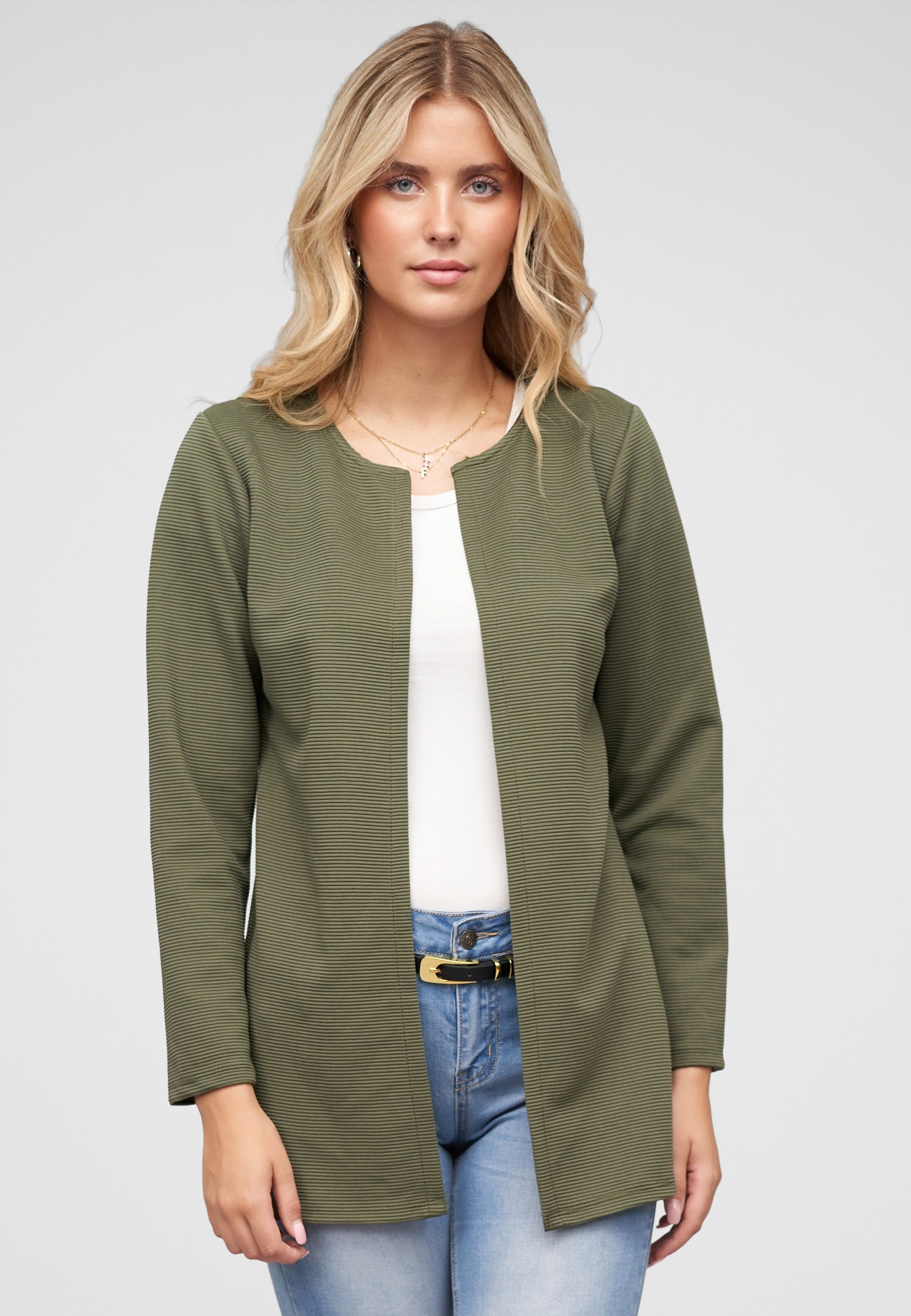 CLOUD 5IVE Strickjacke »CLOUD 5IVE Strickjacke offener ribbed Cardigan« 1 Stk.