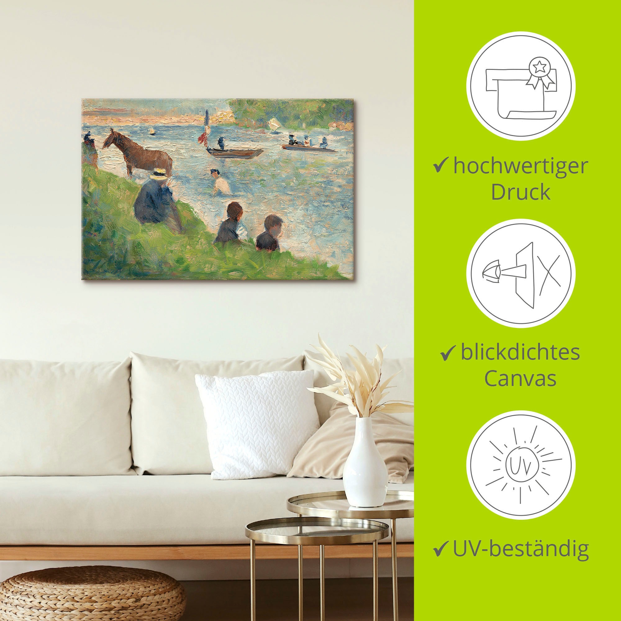 Artland Wandbild »Pferd und Boote. 1883/84«, Gruppen & Familien, (1 St.), als Alubild, Leinwandbild, Wandaufkleber oder Poster in versch. Größen