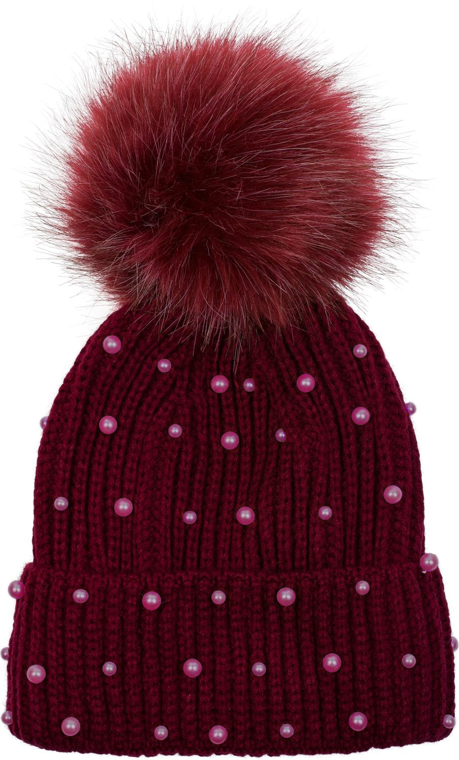 styleBREAKER Bommelmütze "Strick Bommelmütze mit Perlen und Fleece Futter" günstig online kaufen