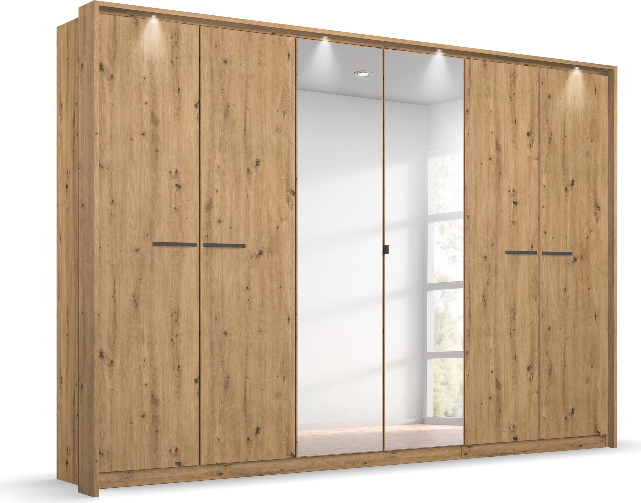 OTTO home Kleiderschrank "Mehrzweckschrank Aktenschrank Möbel Mietswohnung Schlafzimmer OTELI" erhältlich in Breiten 230/275 cm inkl. Innenschubladen und extra Böden, inkl. Passepartout optional mit Beleuchtung MADE IN GERMANY