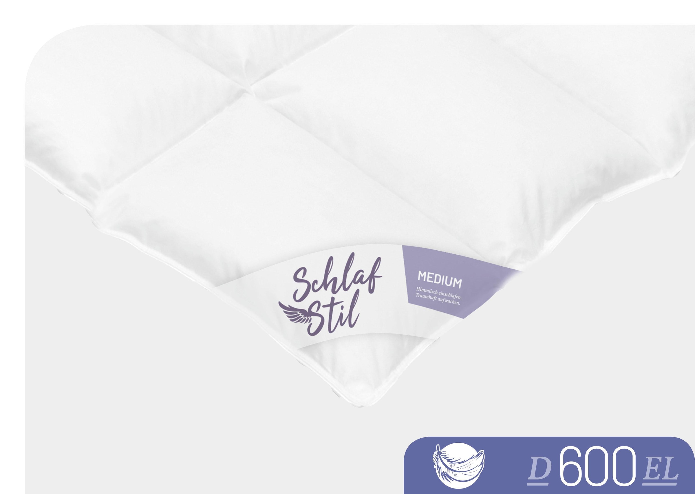 Schlafstil Gänsedaunenbettdecke »D600« extraleicht Füllung 100Gaensedaunen 1 Stk. tlg. hergestellt in Deutschland, allergikerfreundlich