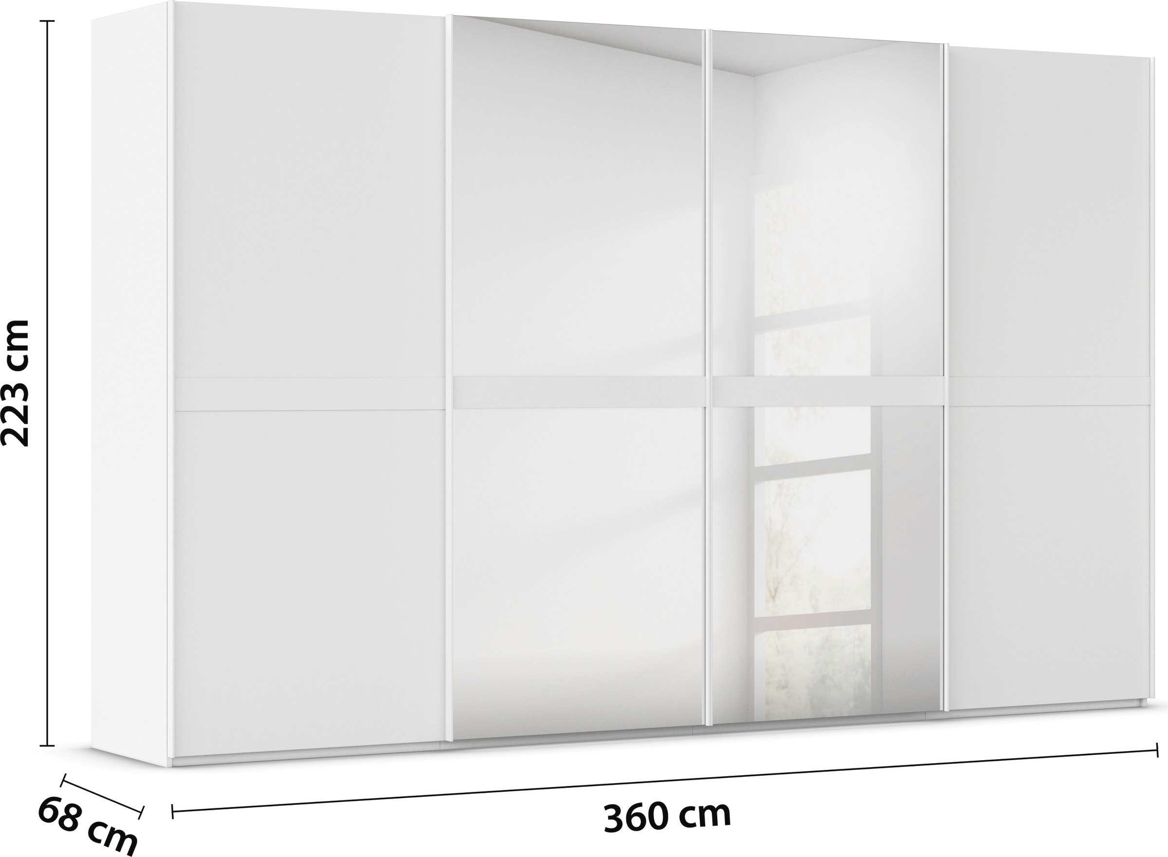 rauch Schwebetürenschrank »Kleiderschrank Schrank Garderobe Schlafzimmerschrank SCALE-LINE«, edle Optik mit Bauchbinde in Korpusfarbe mit Spiegel MADE IN GERMANY