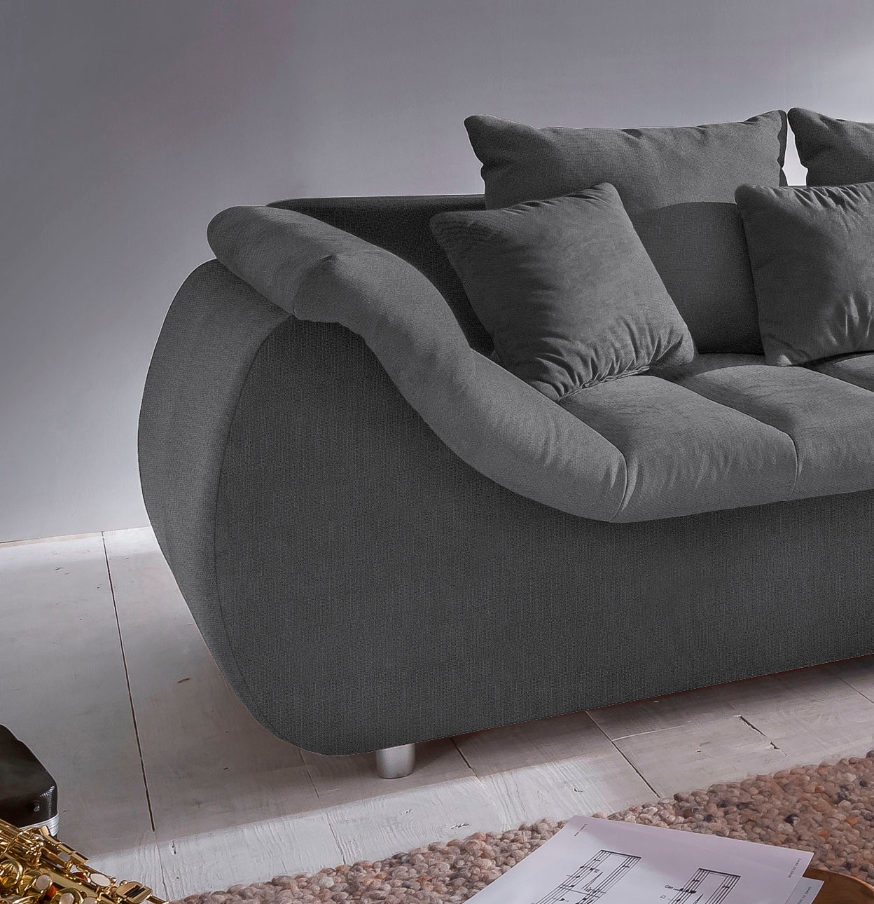 INOSIGN Ecksofa »Imola elegant und bequem, aktuelle Steppung im Sitz, L-Form«, wahlweise mit Bettfunktion