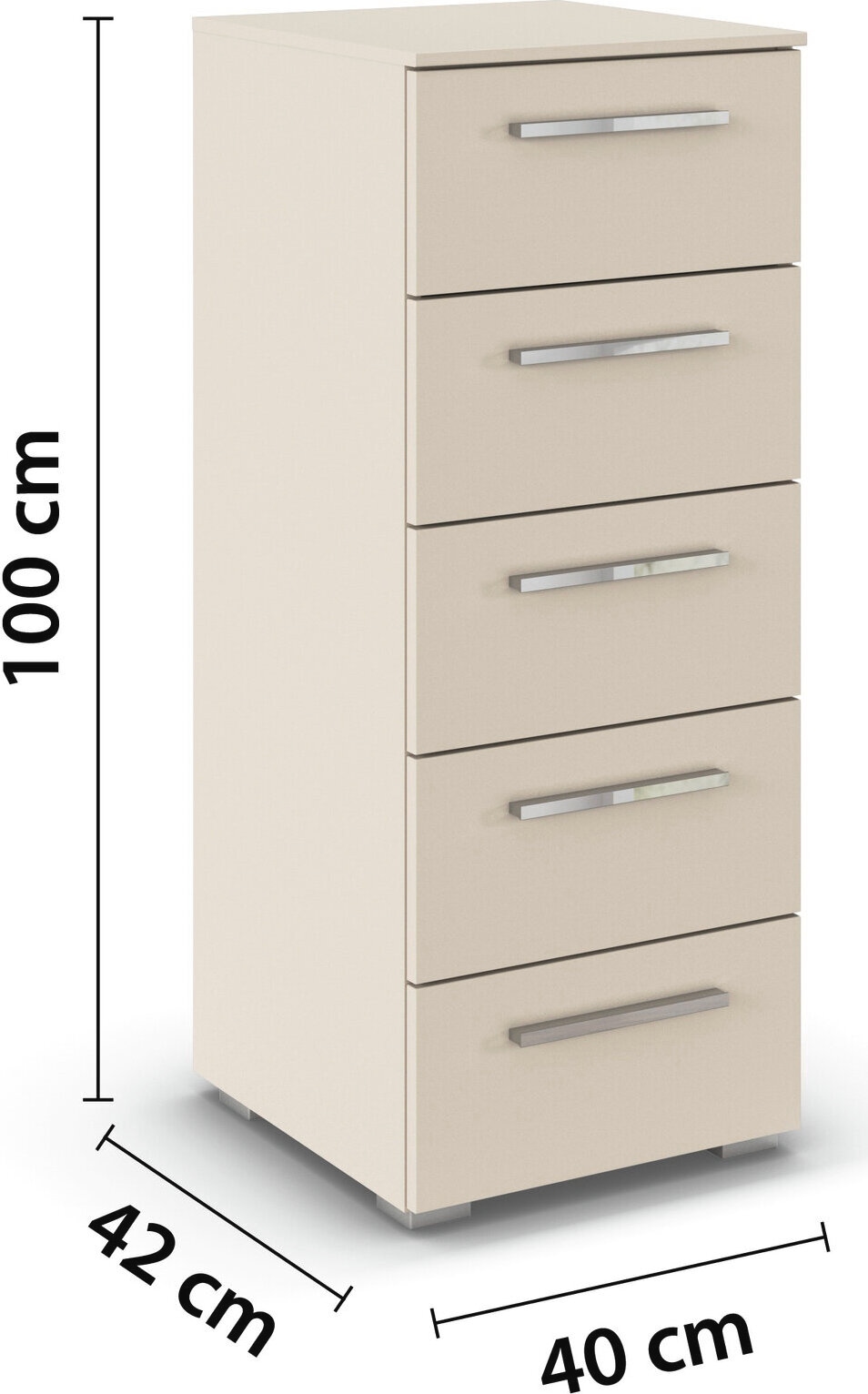 rauch Schubkastenkommode »Highboard Sideboard Kommode MONTCLAR Frontauswahl Dekor/Hochglanz/Glas« in 2 Breiten: 40 oder 80 cm / Höhe 100 cm, inkl. Soft-Close-Funktion,  mit 5 geräumigen Schubladen, viele Griffvarianten MADE IN GERMANY