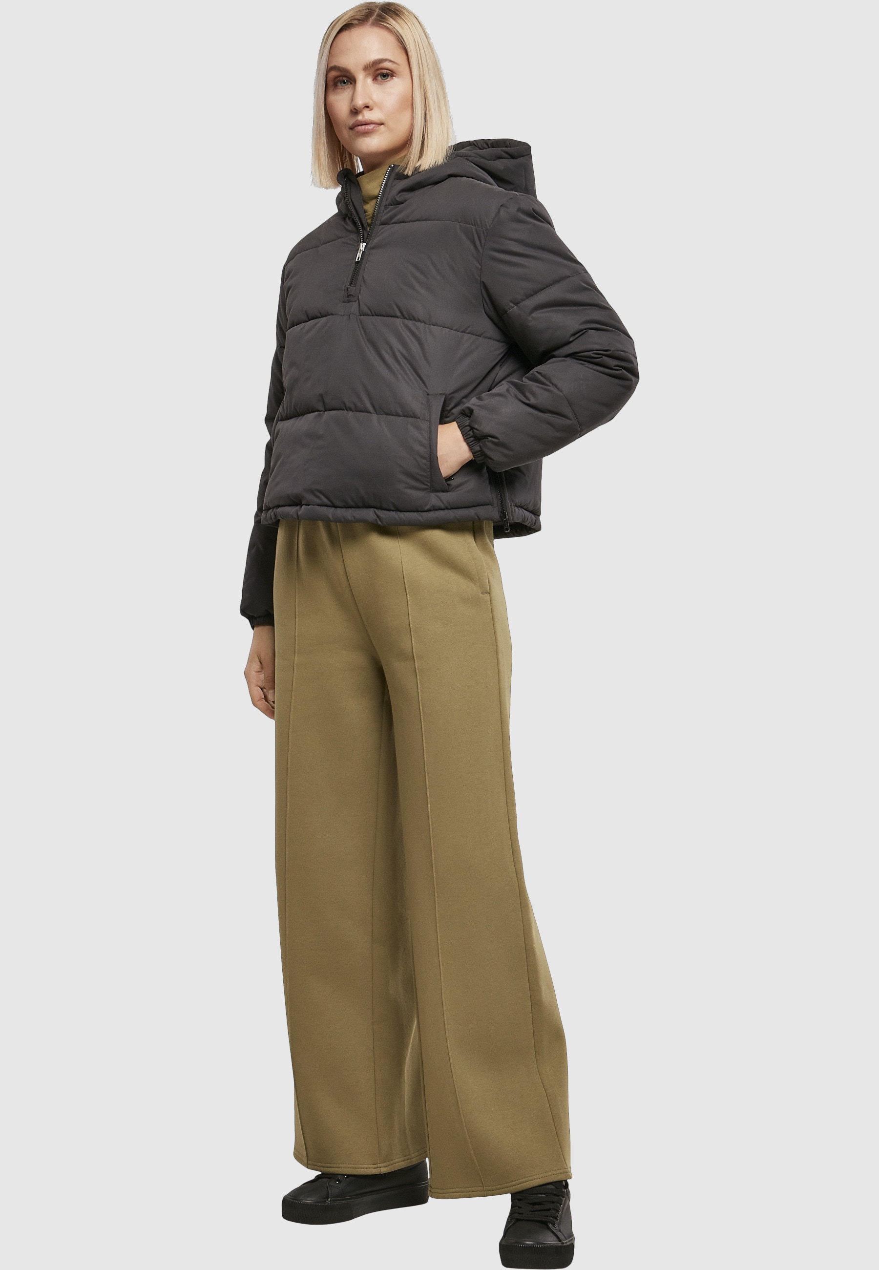 URBAN CLASSICS Winterjacke »Urban Classics Damen Ladies Puffer Pull Over Jacket« 1 Stk. tlg. mit Kapuze