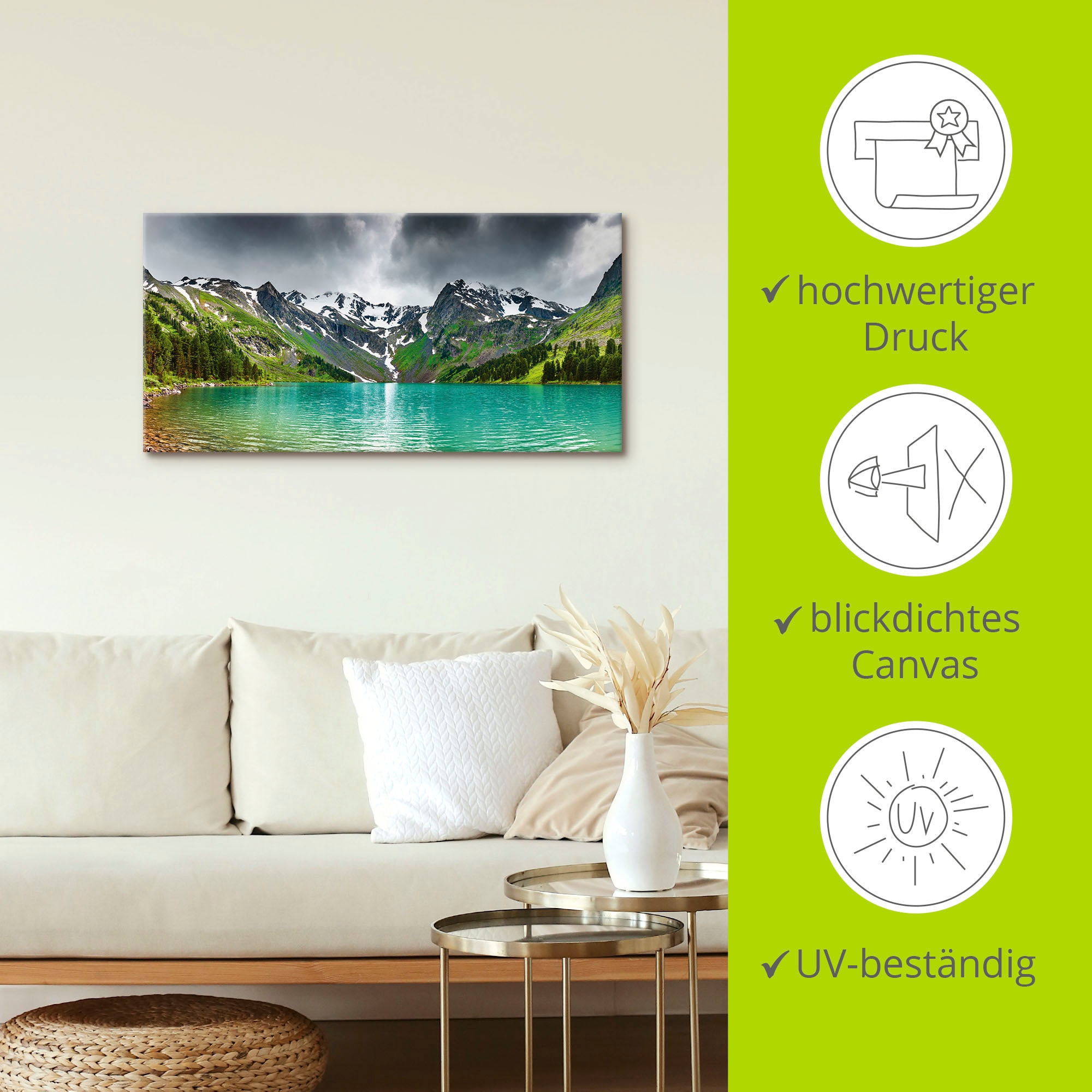 Artland Wandbild »Bergsee«, Berge, (1 St.), als Alubild, Outdoorbild, Leinwandbild, Poster in verschied. Größen