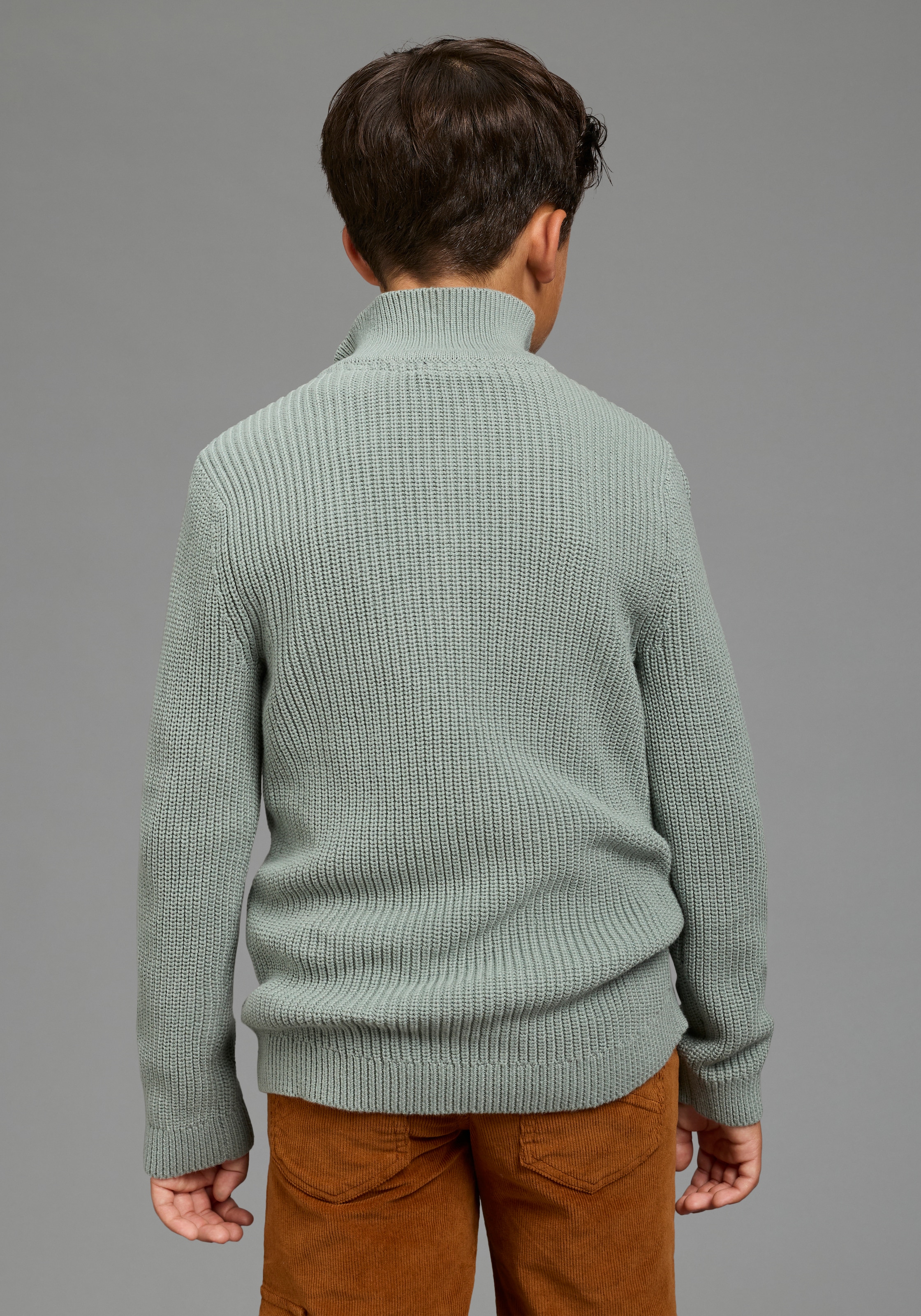 Scout Strickpullover »Gerippter Pulli mit Kragen und Reißverschluss - NEU von SCOUT« Troyer-Pullover aus Strickmaterial, mit hohem Baumwollanteil