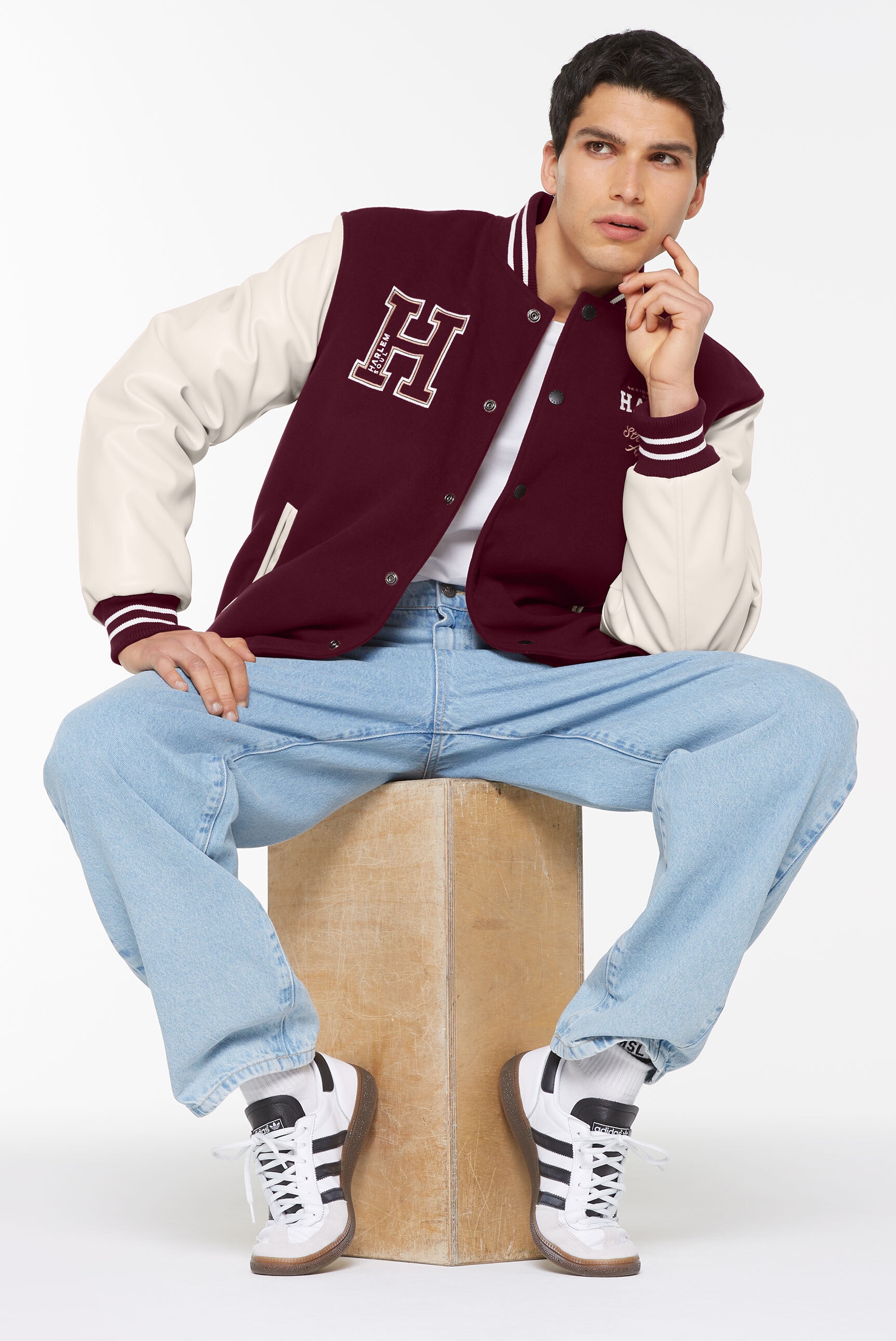 Harlem Soul Collegejacke ohne Kapuze mit Stickerei