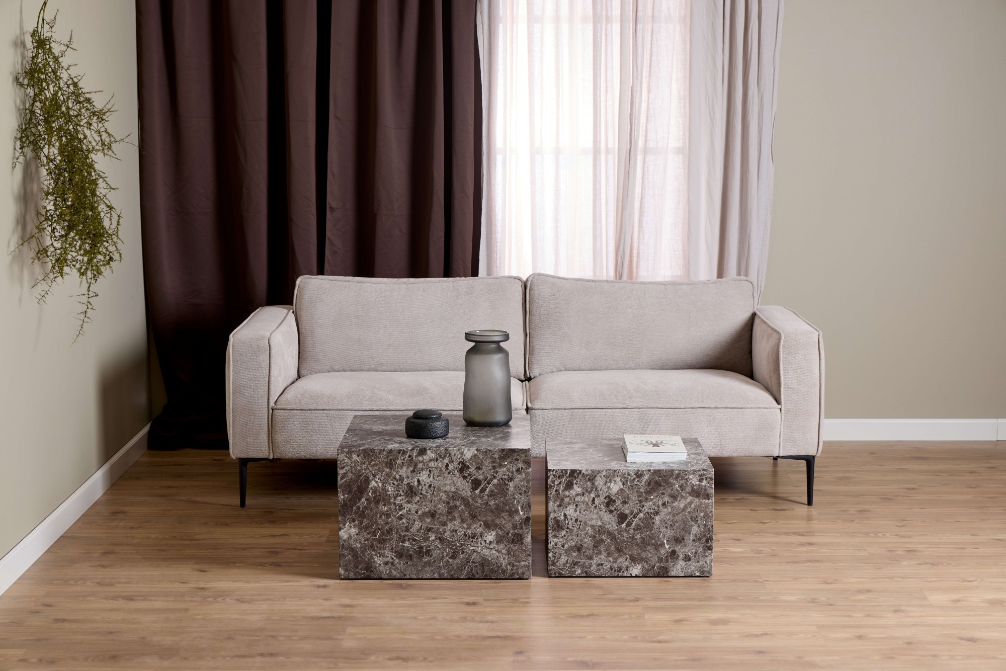 ACTONA GROUP Couchtisch »Dice«, (Set, 2 St., Im Set 2 Stück), Couchtischsatz, Schwartz Ocean rau Papier, 2 stk, 58x58x40cm