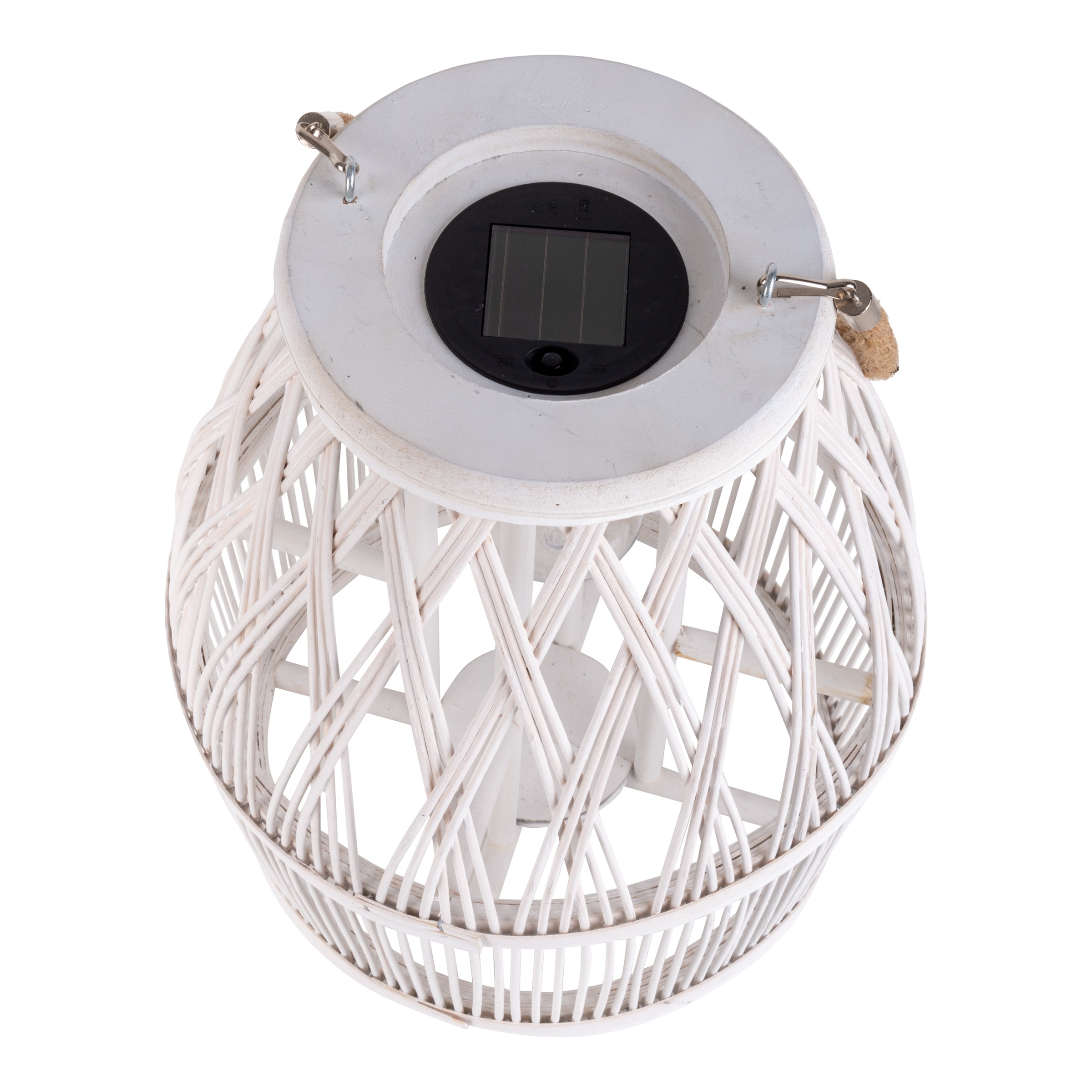 näve LED Solarleuchte »Korbinian« LED-Modul 1 Stk. Warmweiß Korbleuchte (Rattan) weiß mit LED Birne warmweiß, inkl. Akku, H: 34cm