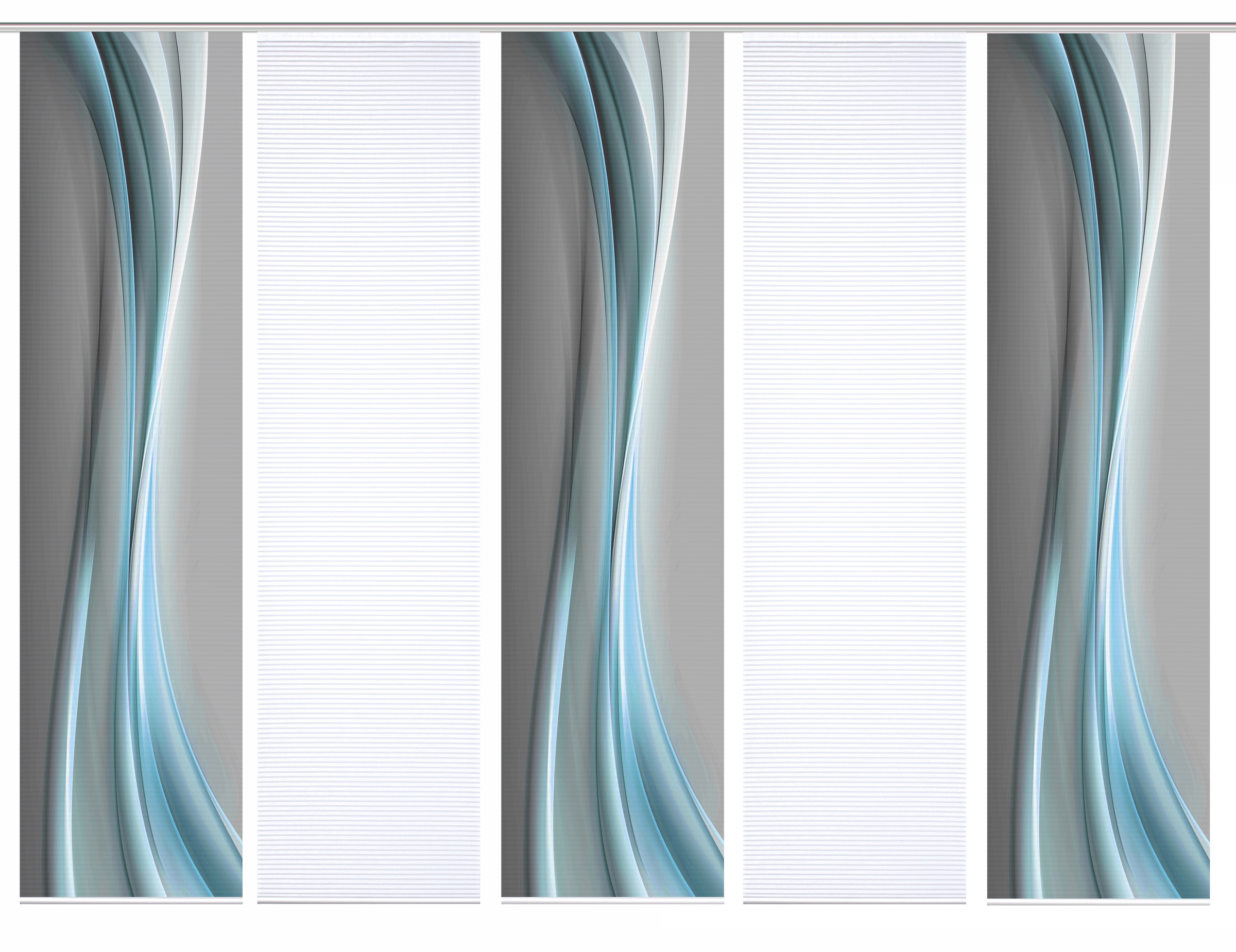 Thumbnail - HOME in green Schiebegardine "ELANIA" Paneelwagen 5 Stk. tlg. SET DIGITALDRUCK,BAMBUSOPTIK RECYCELT