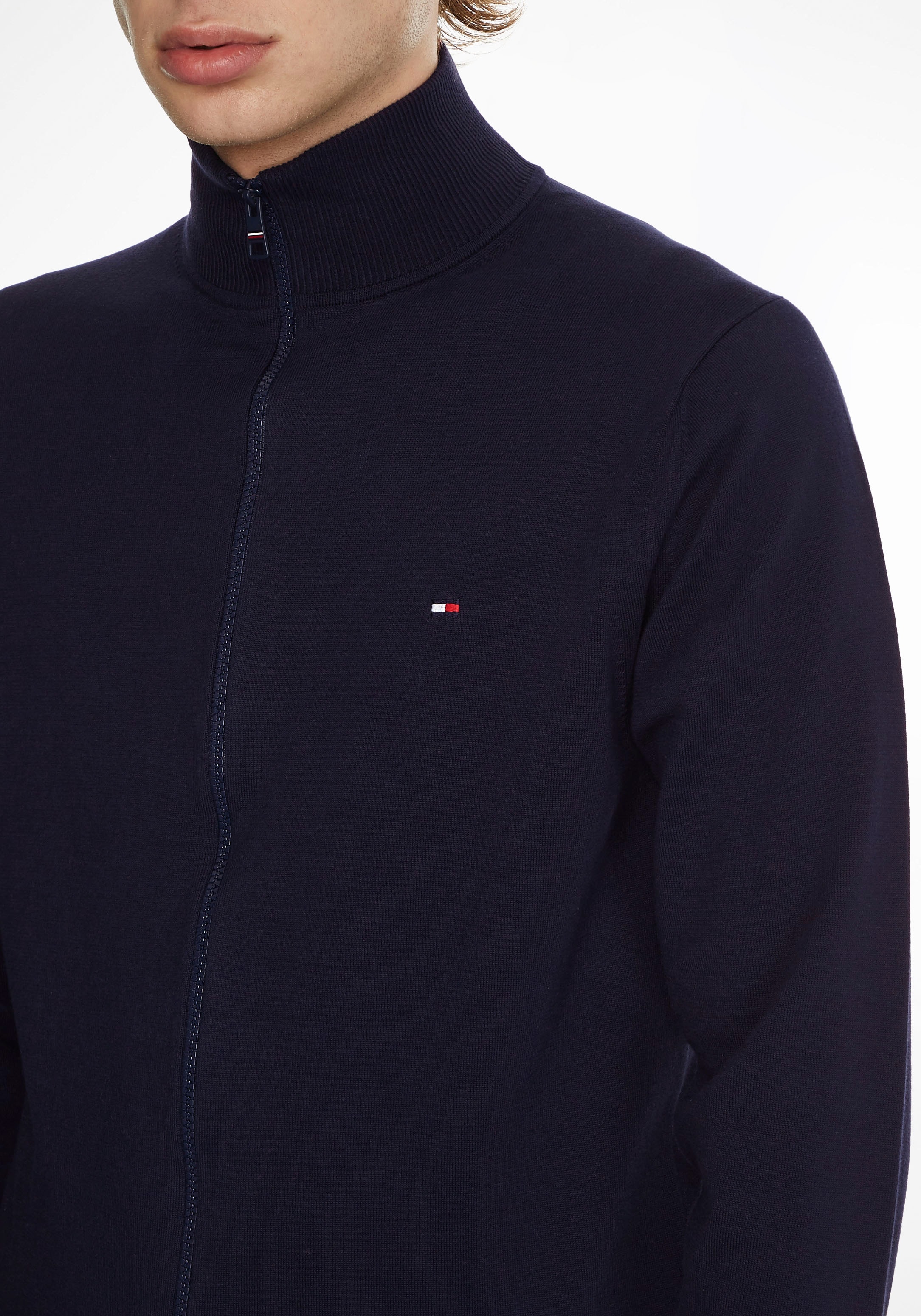 Tommy Hilfiger Strickjacke »1985 ZIP THROUGH«, mit Rippbündchen