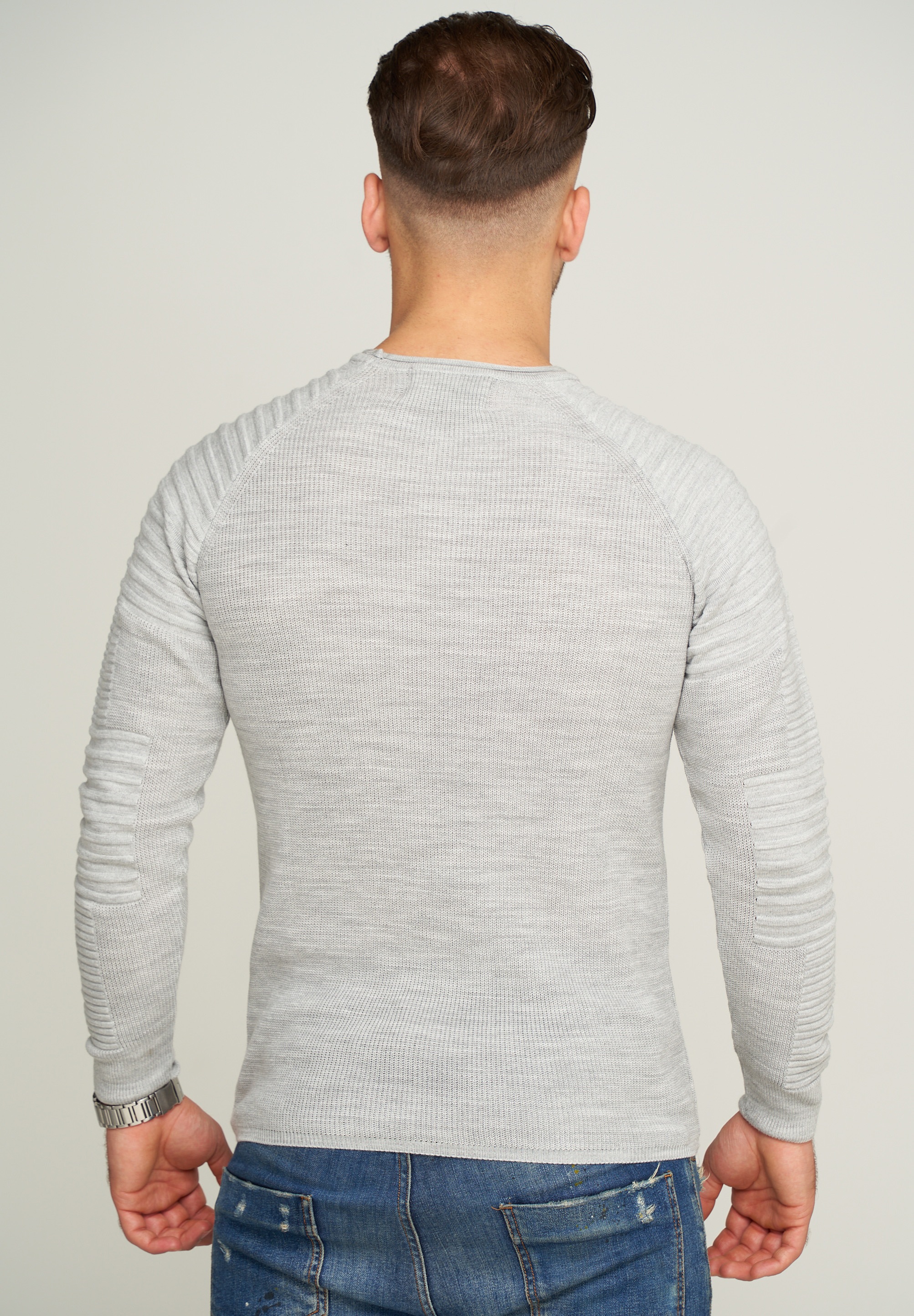 behype Strickpullover »MKstep91«, mit Biker-Steppung