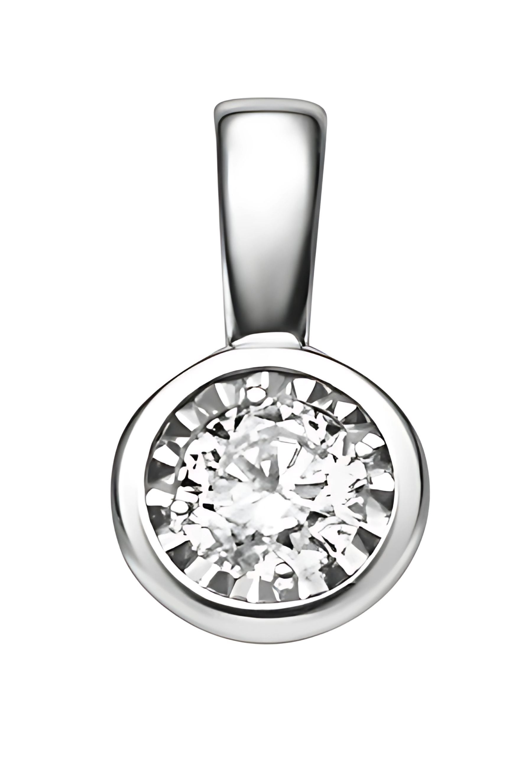 Kettenanhänger ADELIA ́S "Anhänger 585 Weißgold ( 14K ) mit 1 Brillant ( 0,18 ct )", silber, Schmuckanhänger, Damen, 0,18 VVS = sehr sehr kleine 