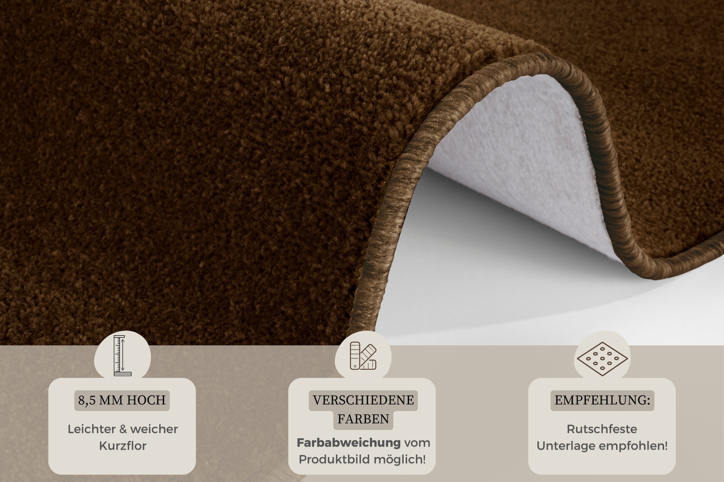 HANSE Home Teppich »Shashi«, rechteckig, 8,5 mm Höhe, Kurzflor, Unifarben, Läufer, weich, Esszimmer, Kinderzimmer, Flur