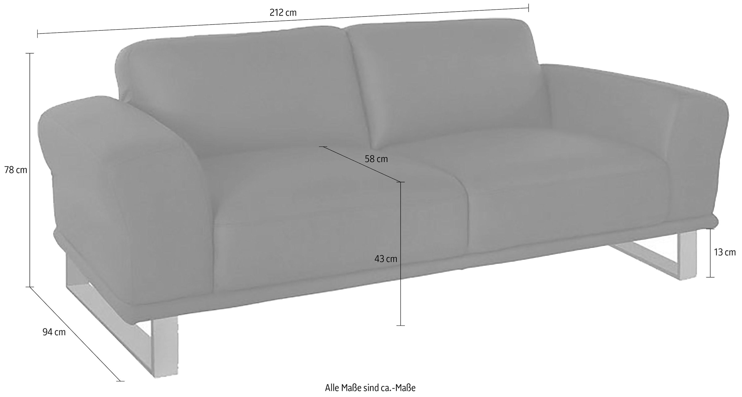 W.SCHILLIG 2,5-Sitzer »montanaa«, mit Metallkufen in Silber matt, Breite 212 cm