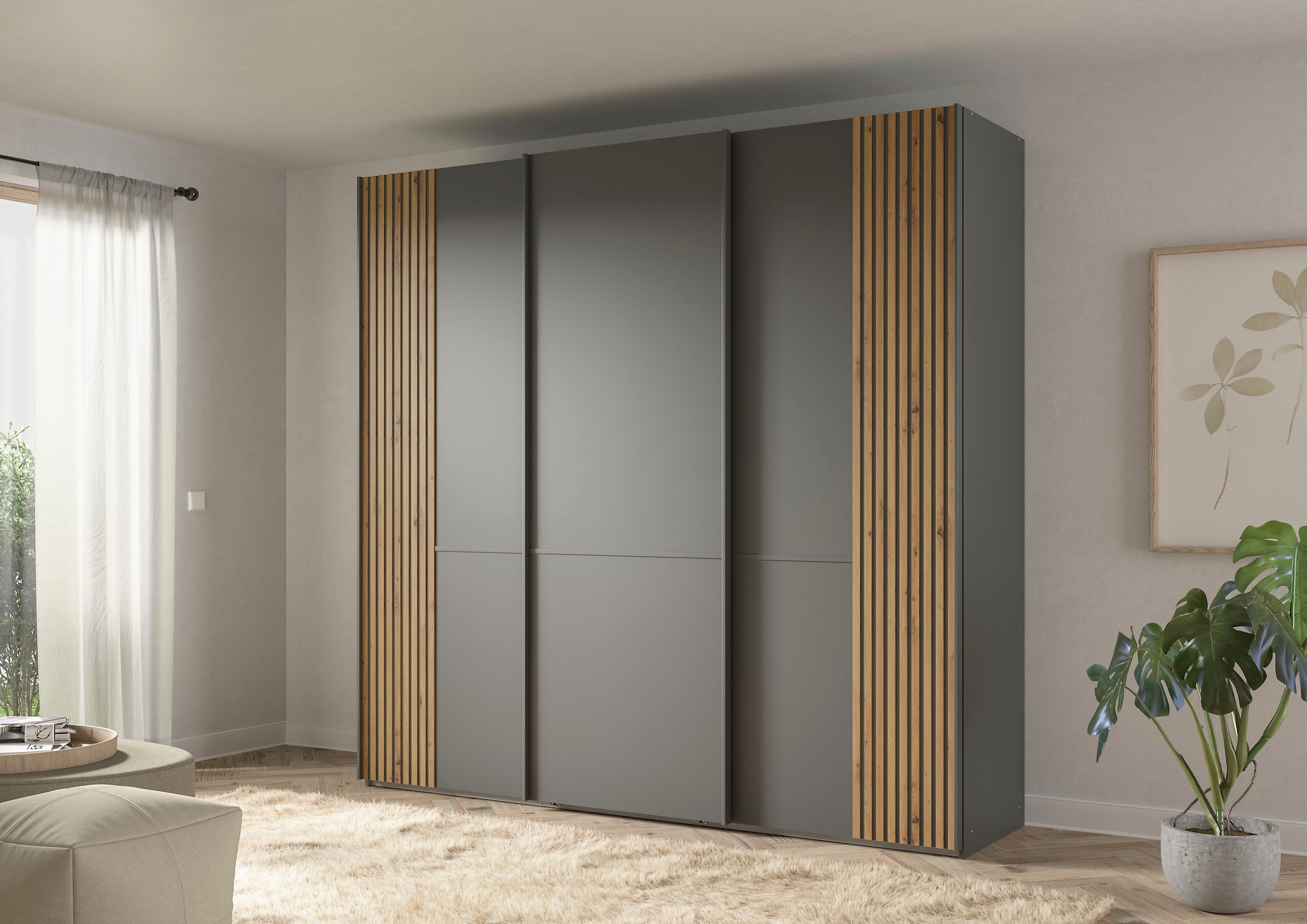 Musterring Schwebetürenschrank »Isabelle«, Türen mit Lamellenoptik, verschiedene Größen und Farben, Höhe 236cm