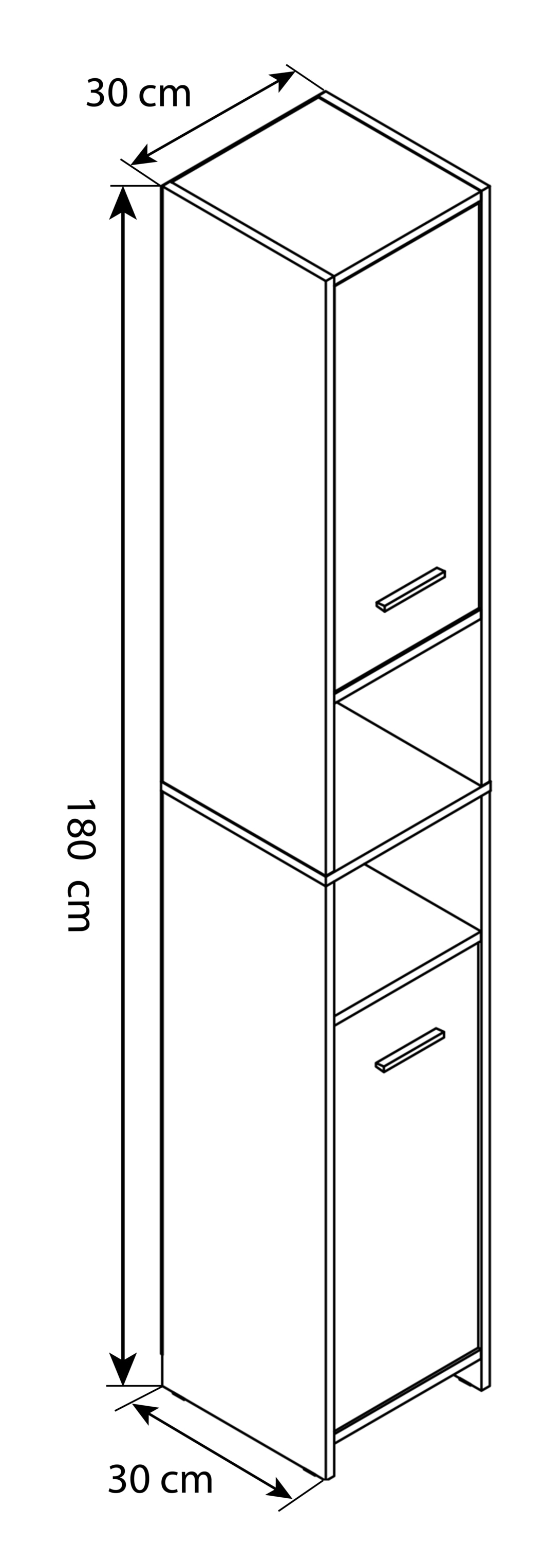 VCM Hochschrank »VCM Holz Badezimmerschrank | Badmöbel | Stand Badschrank | Badezimmer | Hochschrank | Maße ca. H. 180 x B. 30 x T. 30 cm - Zalo«, (1 St.)