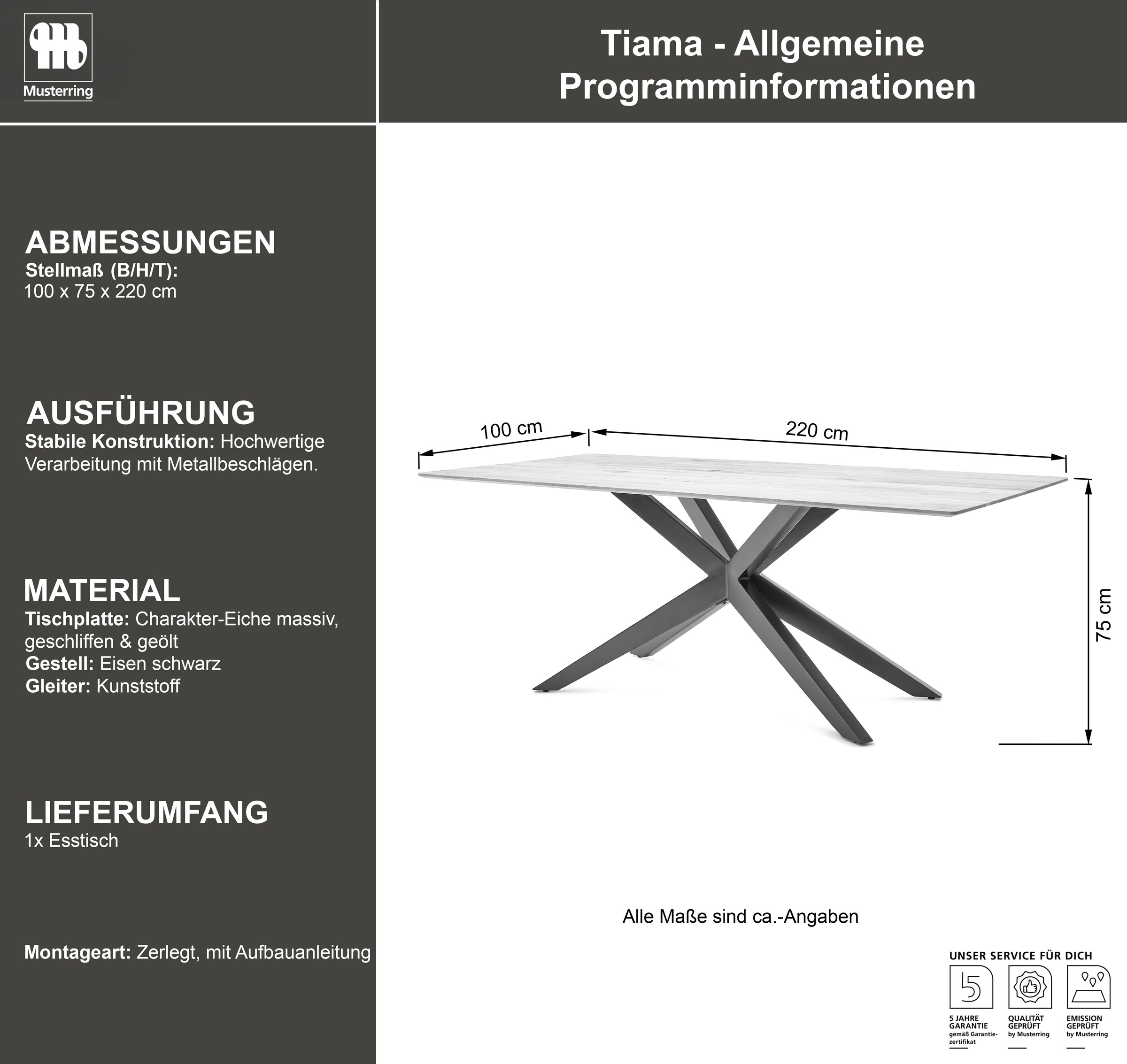 Musterring Tiama Dining Table Brown 220x100x76cm 3