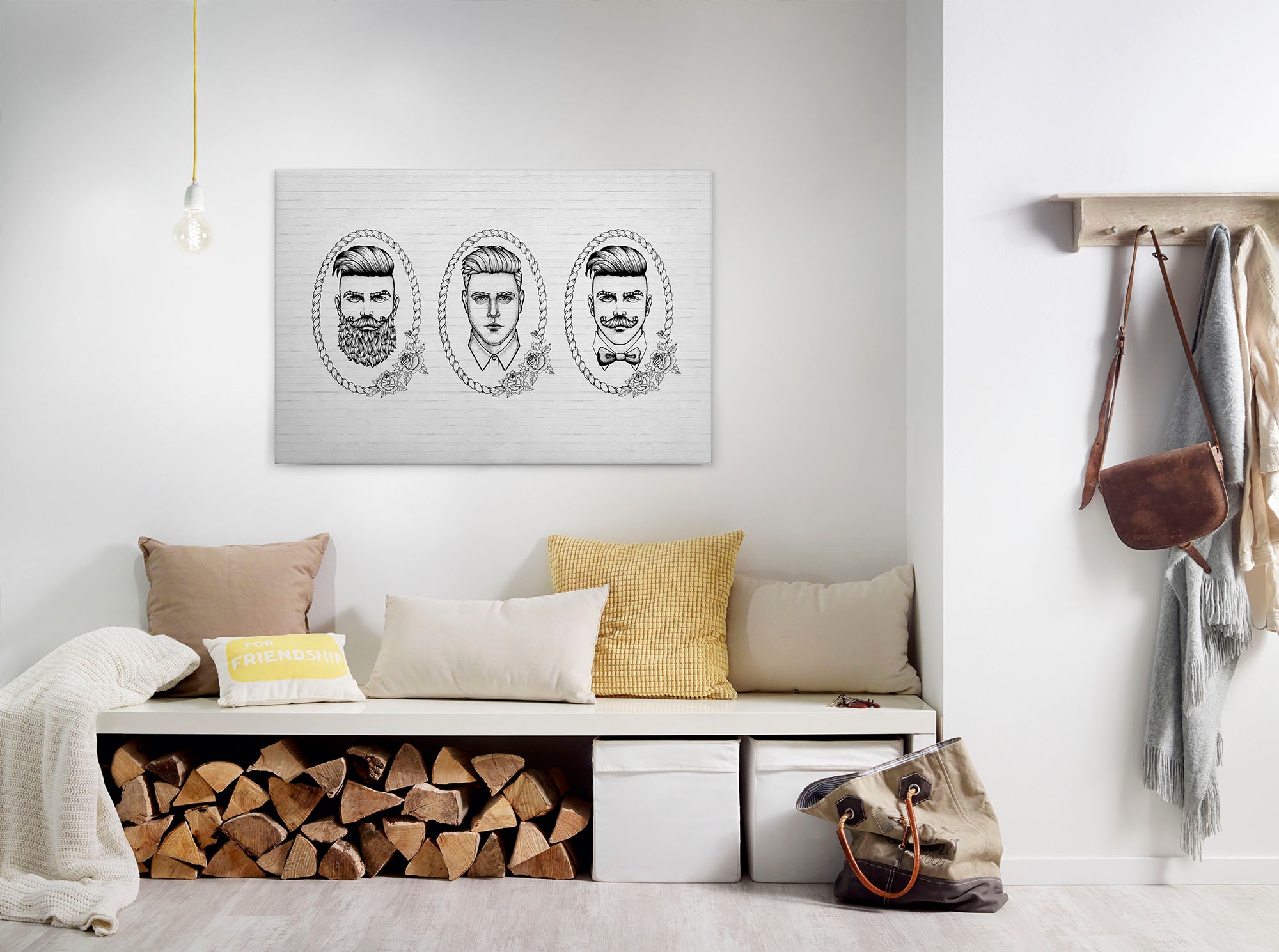 A.S. Création Leinwandbild "iconic 3" Kunst Modern 1 Stk. tlg. Schwarz-Weiß Zeichnung Rockabilly Keilrahmen Leinwand-Bild Wohnzimmer