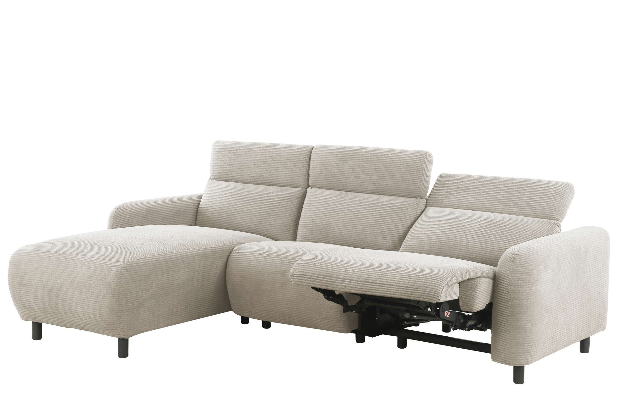 Home affaire Ecksofa »SKAANE in Cord, L-Form, 274 cm, manuelle u. elektrische Funktion,«, Kopfteilverstellung, Relax-und Liegefunktion, Federkernpolsterung