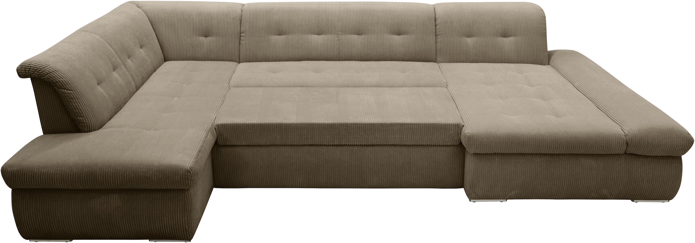 DOMO collection Wohnlandschaft »Moric U-Form auch in Cord«, im XXL-Format, wahlweise mit Bettfunktion und Armlehnenverstellung