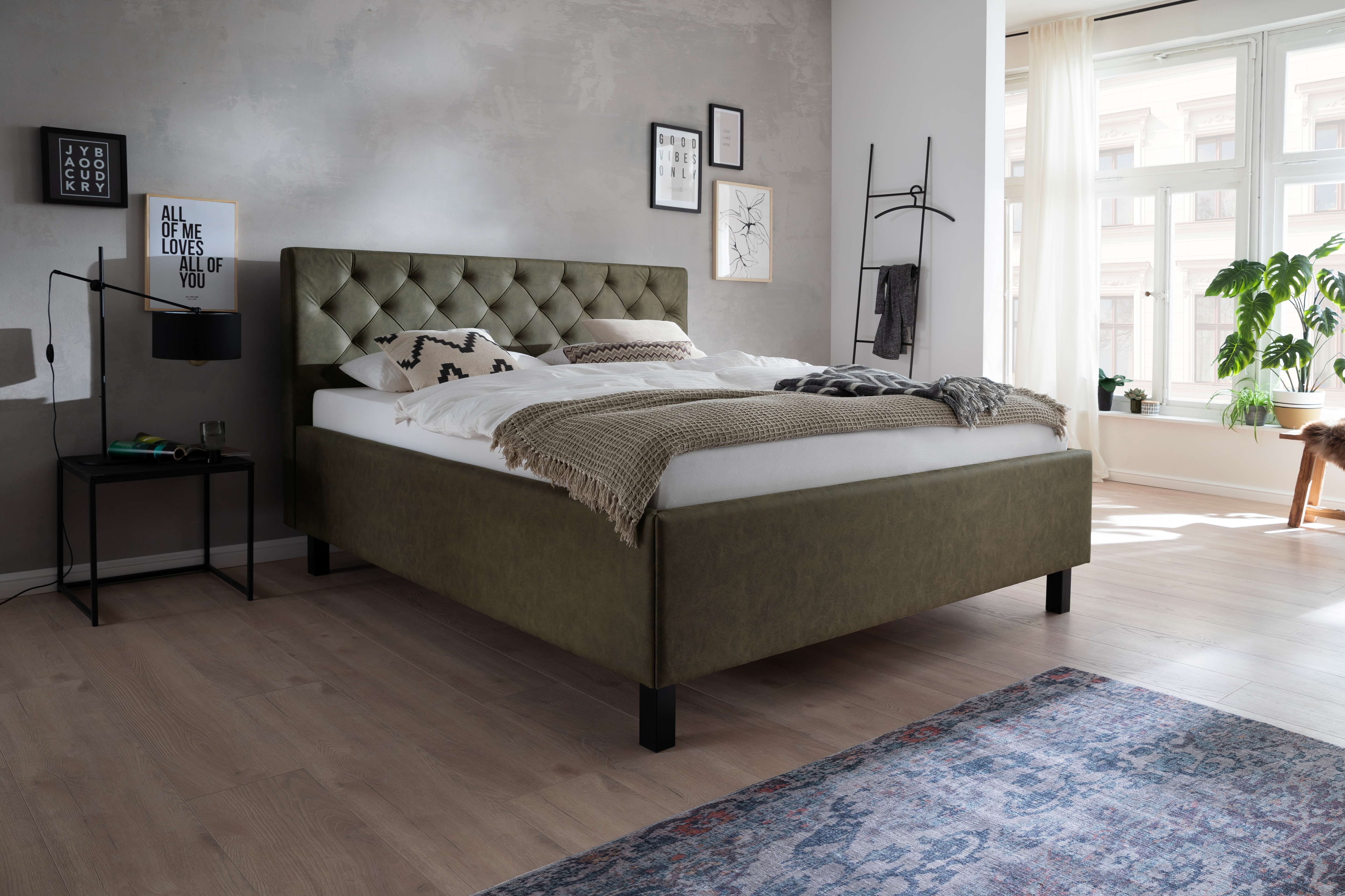 MEISE.MÖBEL San Remo Upholstered Bed Green 170x215cm