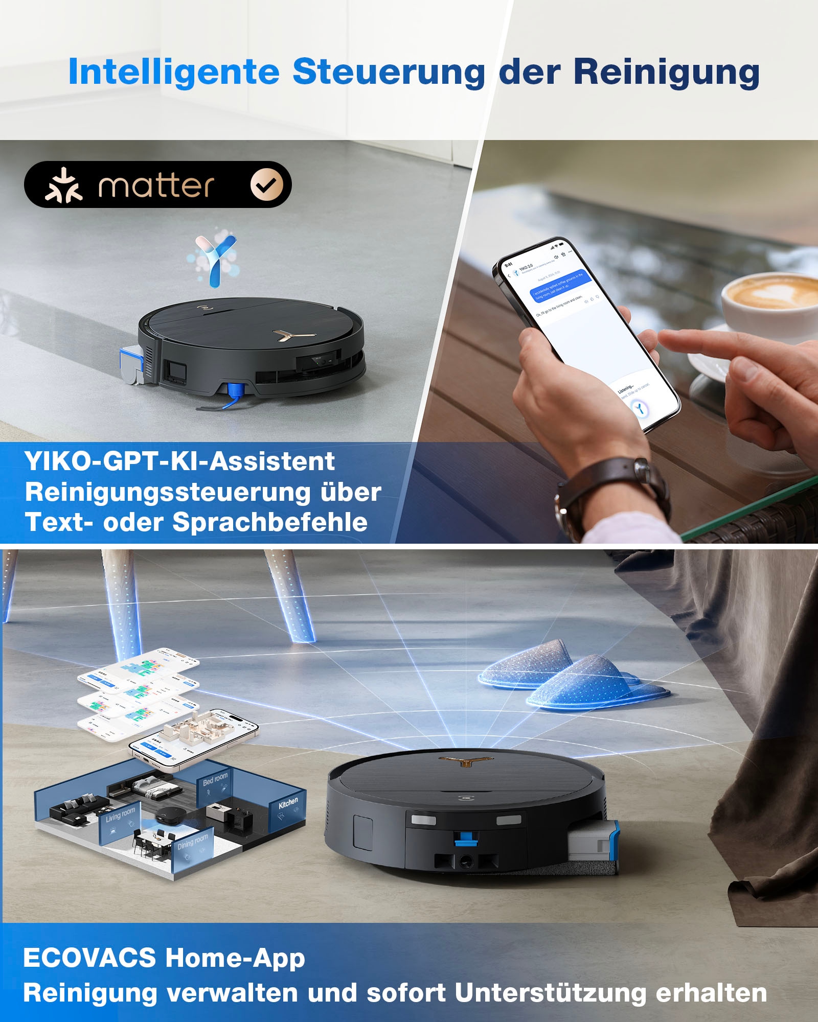 ECOVACS Saugroboter »mit Wischfunktion, DEEBOT X9 PRO OMNI«, Saug-und Wischroboter mit Absaugstation
