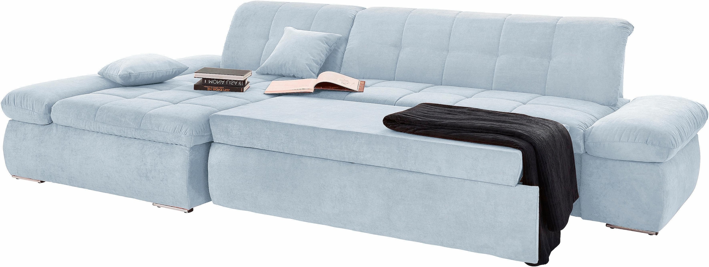 DOMO collection Ecksofa "NMORIC XXL, 300x172x80cm, viel Platz, bequem, L-Form" wahlweise mit Bettfunktion und Armlehnverstellung
